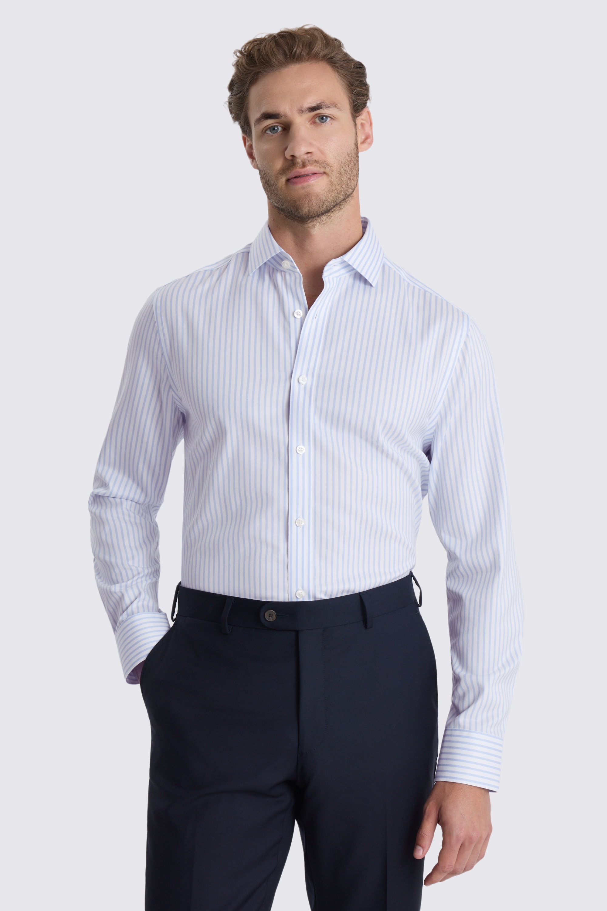 Tailored Fit Sky Stripe Non Iron Shirt