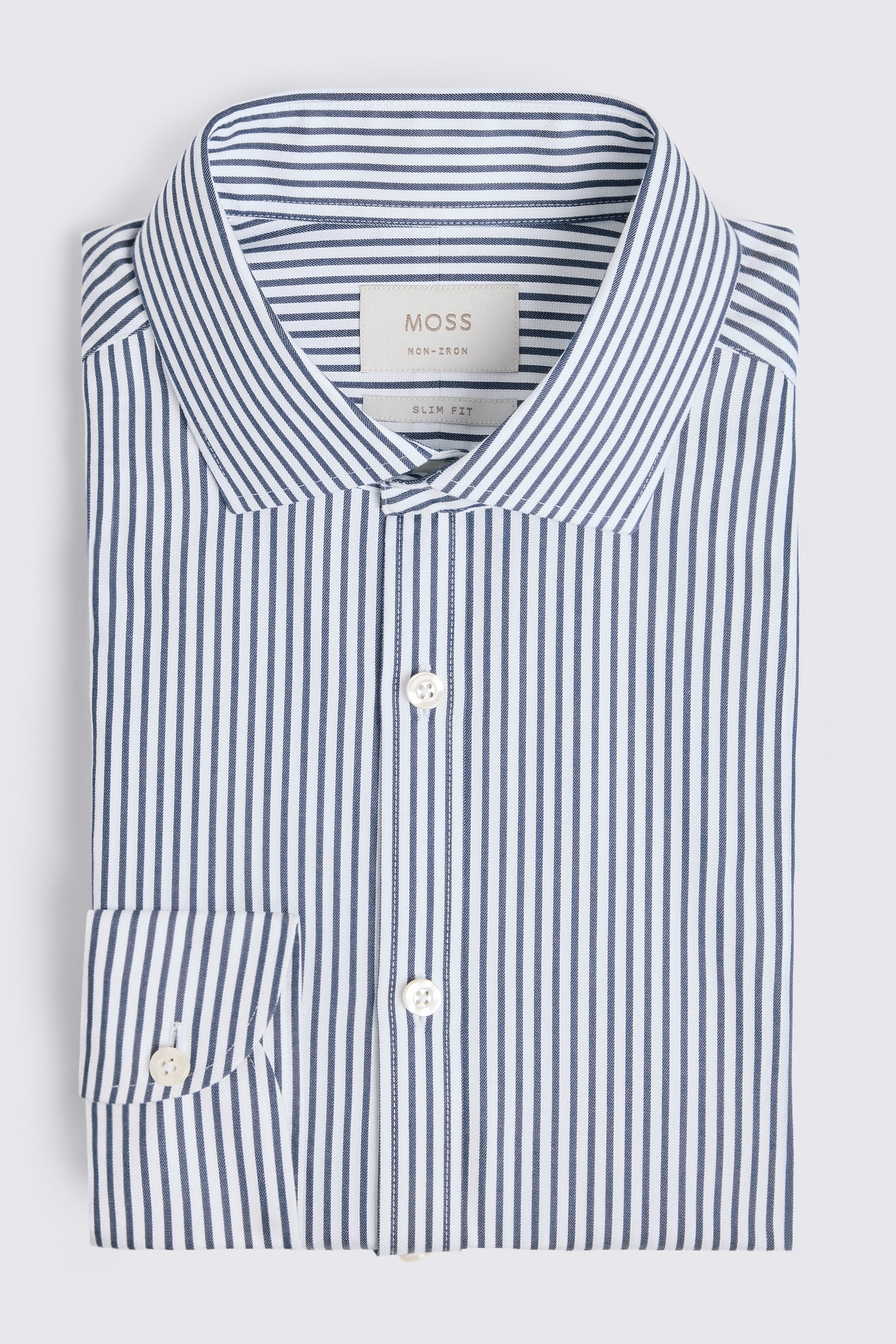 Slim Fit Navy Stripe Non-Iron Shirt