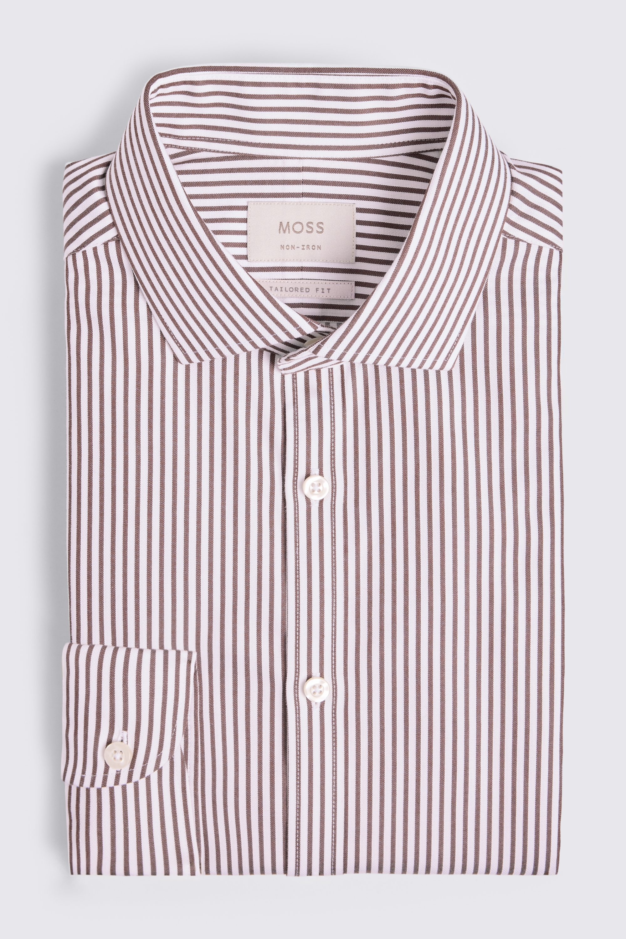 Tailored Fit Brown Stripe Non Iron Shirt