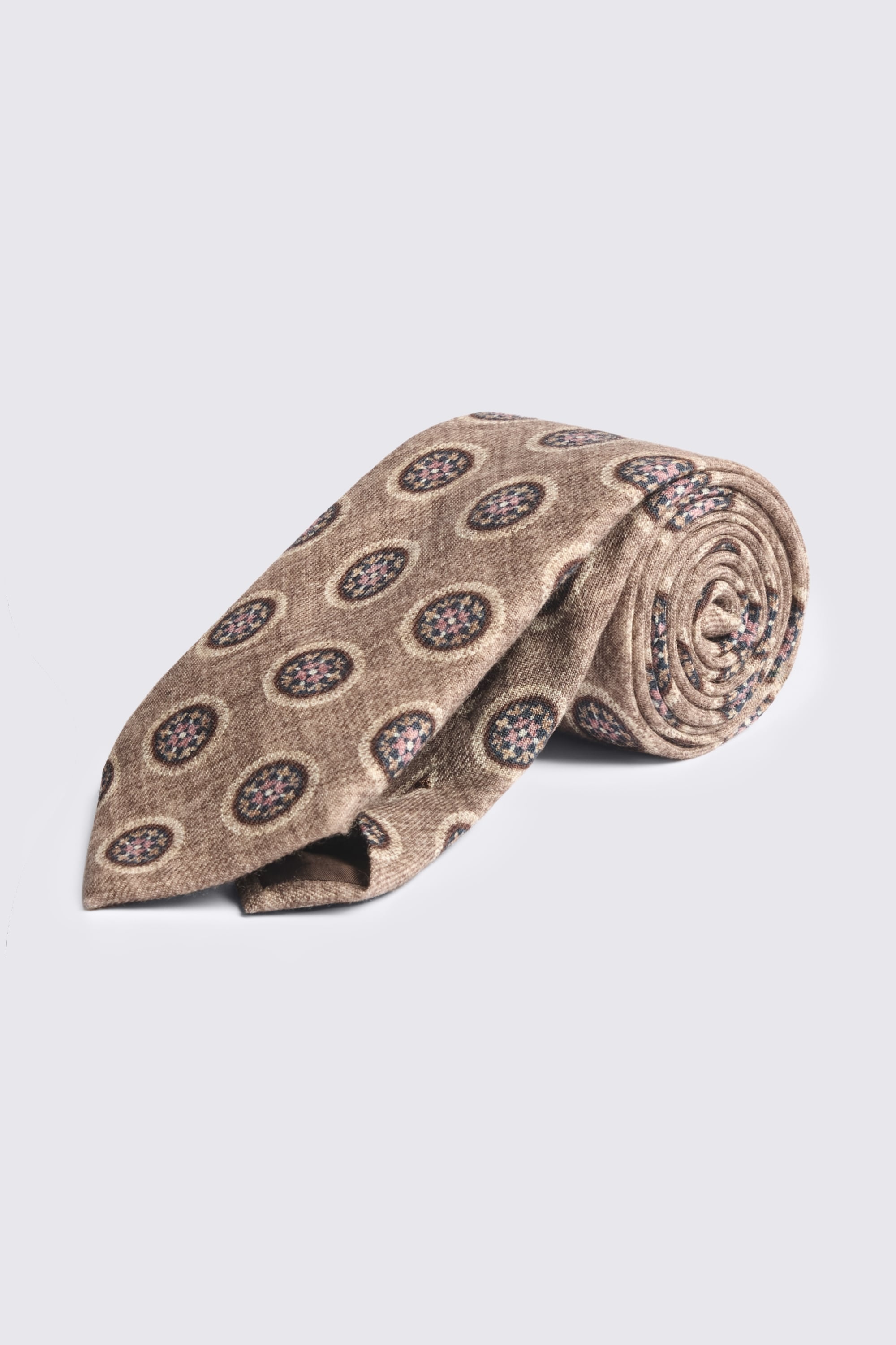 Bottinelli Taupe Wool Medallion Tie