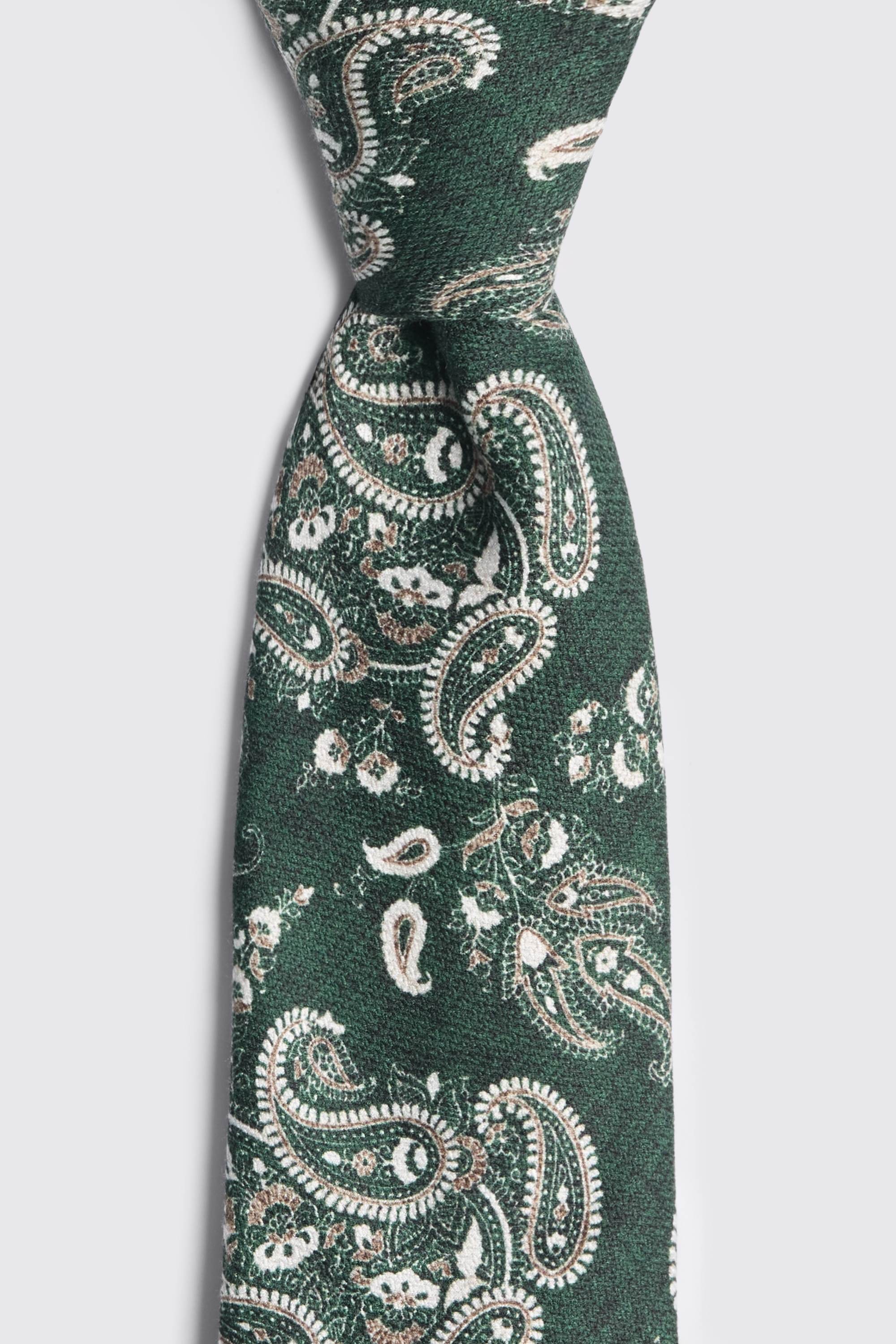 Bottinelli Dark Green & Camel Silk Paisley Tie