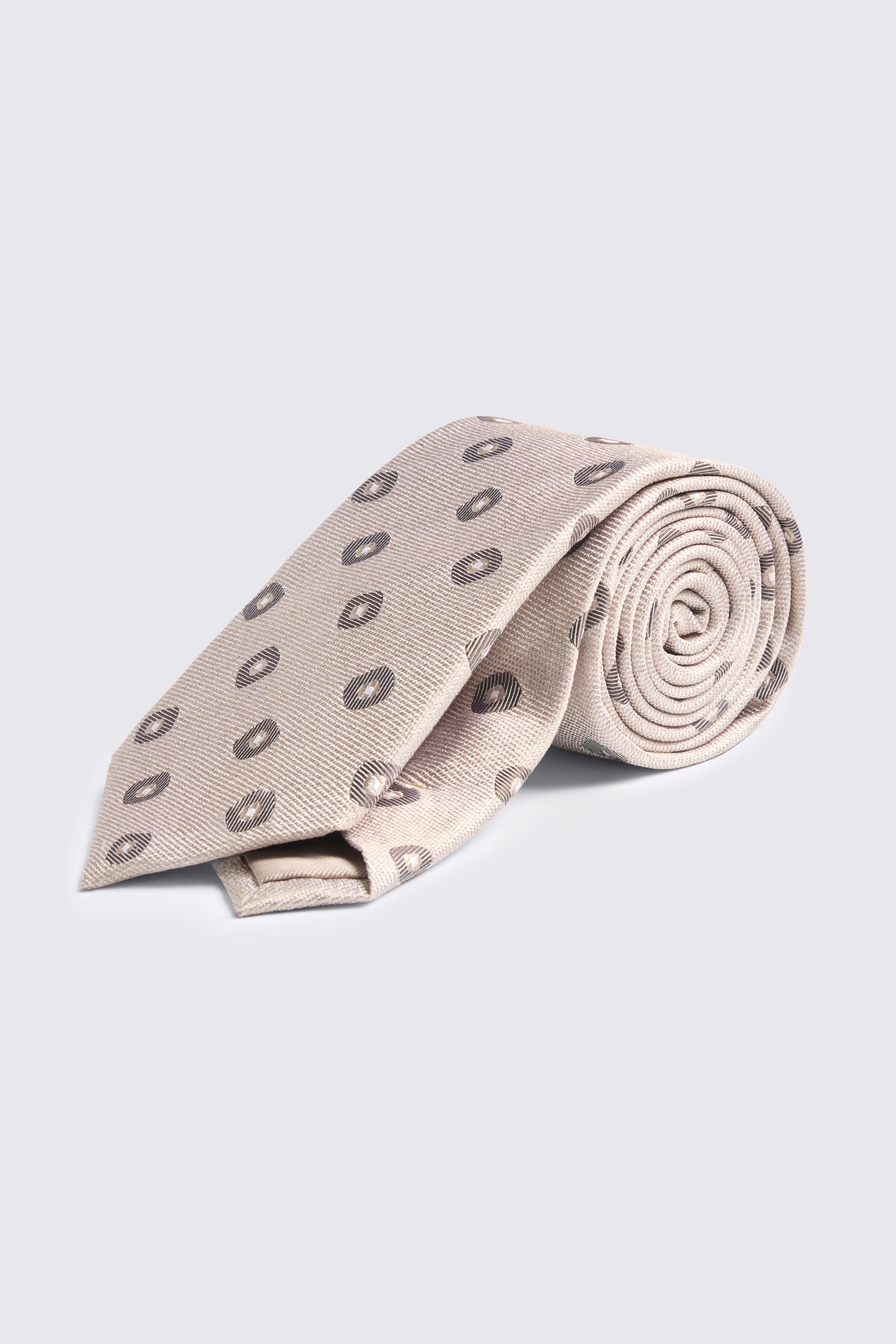 Neutral Silk Square Geo Tie