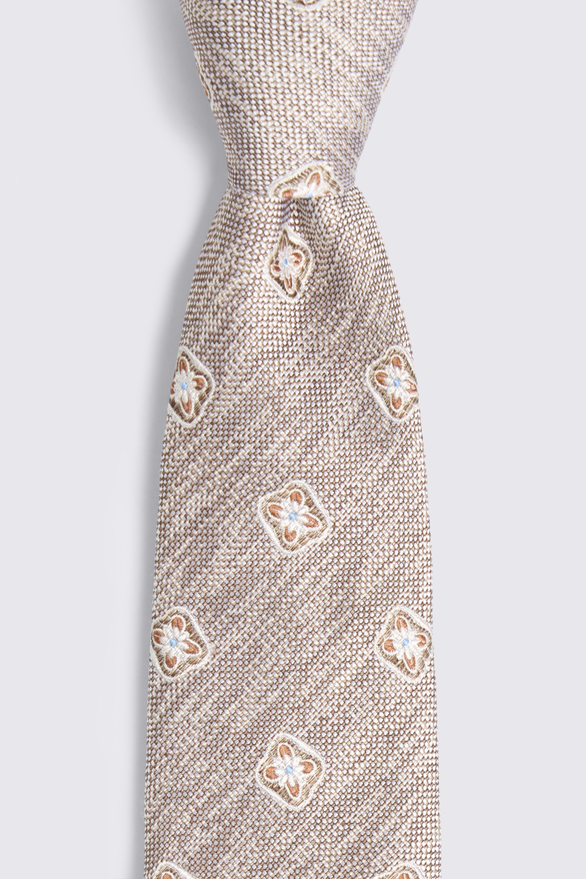 Neutral & Copper Medallion Tie