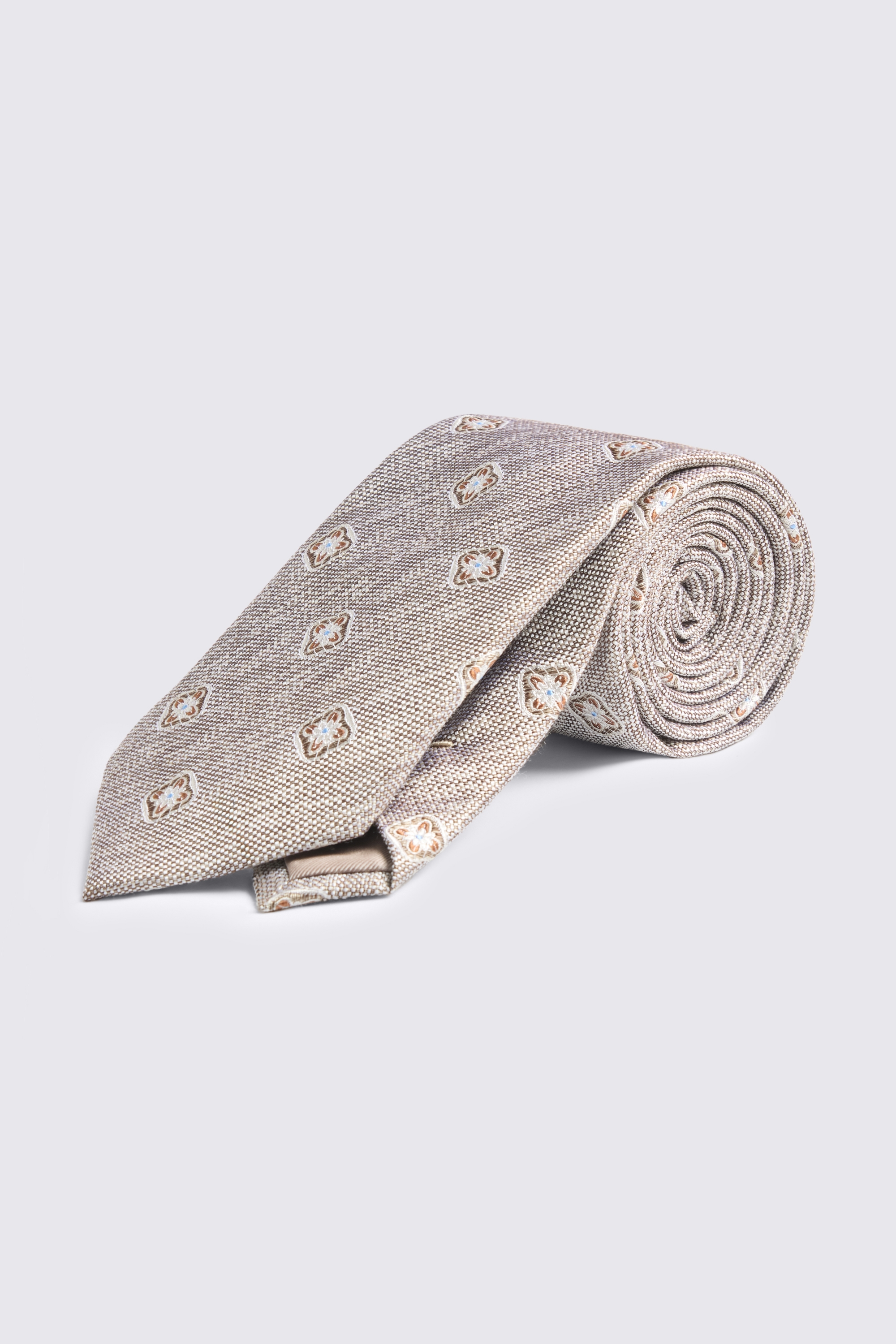 Neutral & Copper Medallion Tie