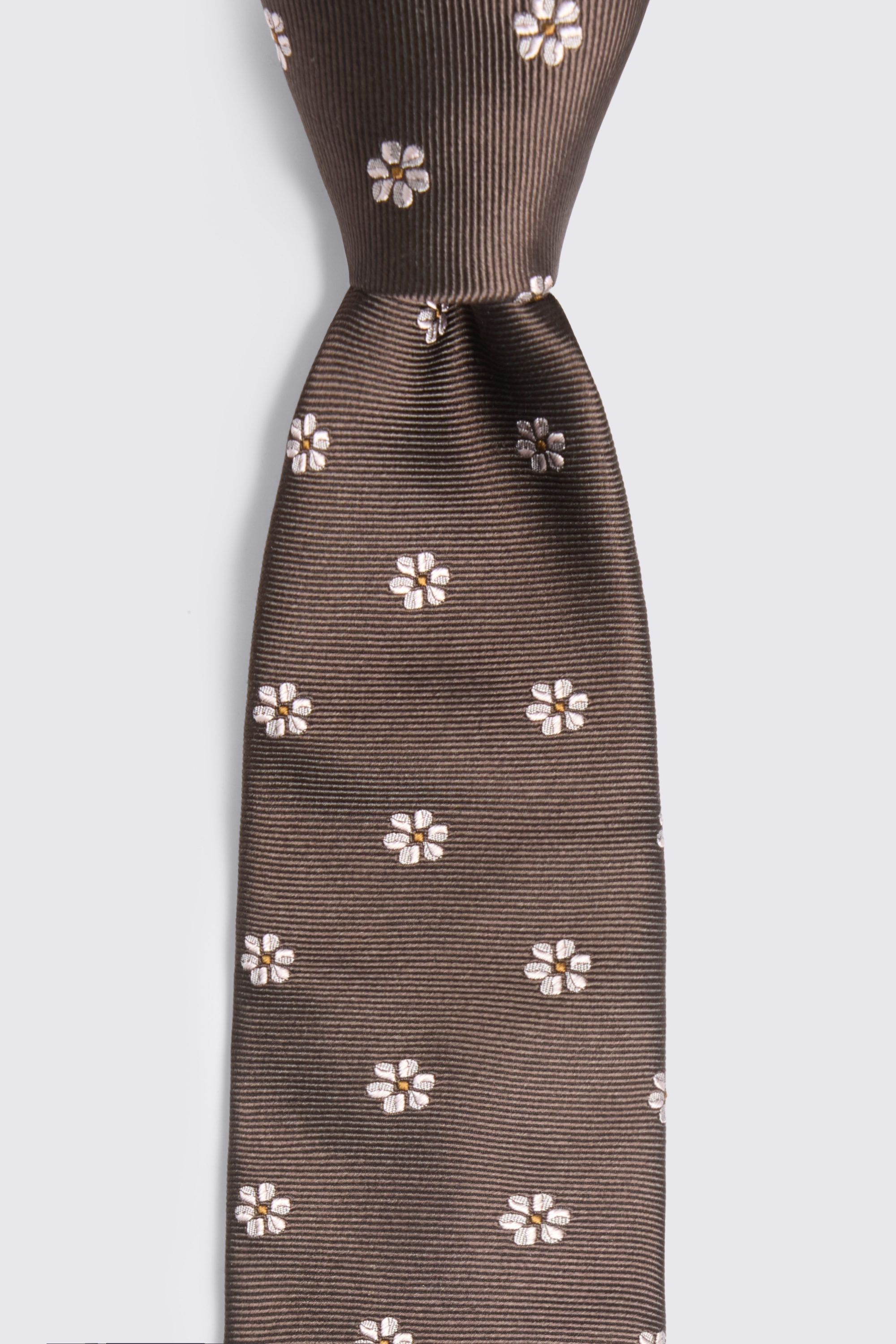 Dark Brown & Pink Silk Floral Tie