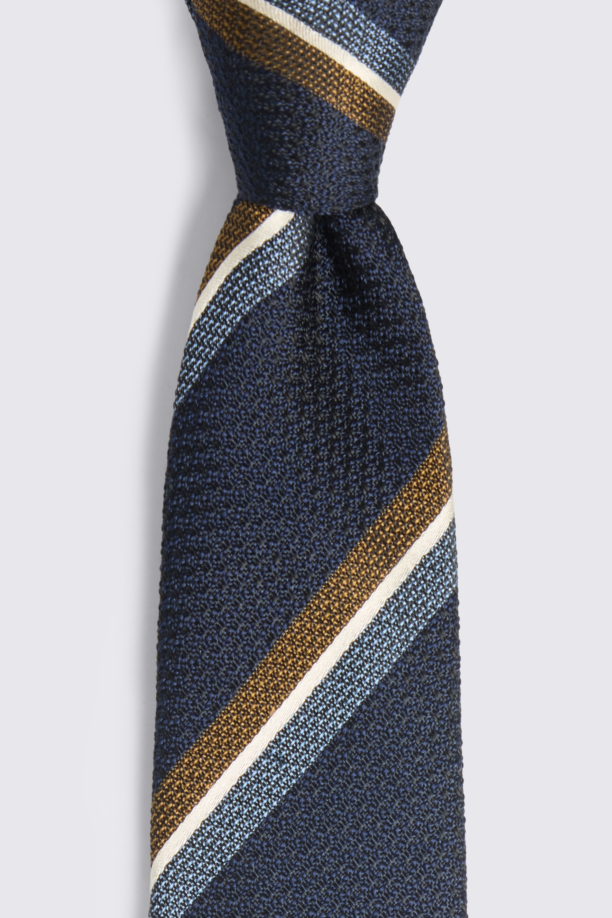 Navy & Bronze Silk Stripe Tie
