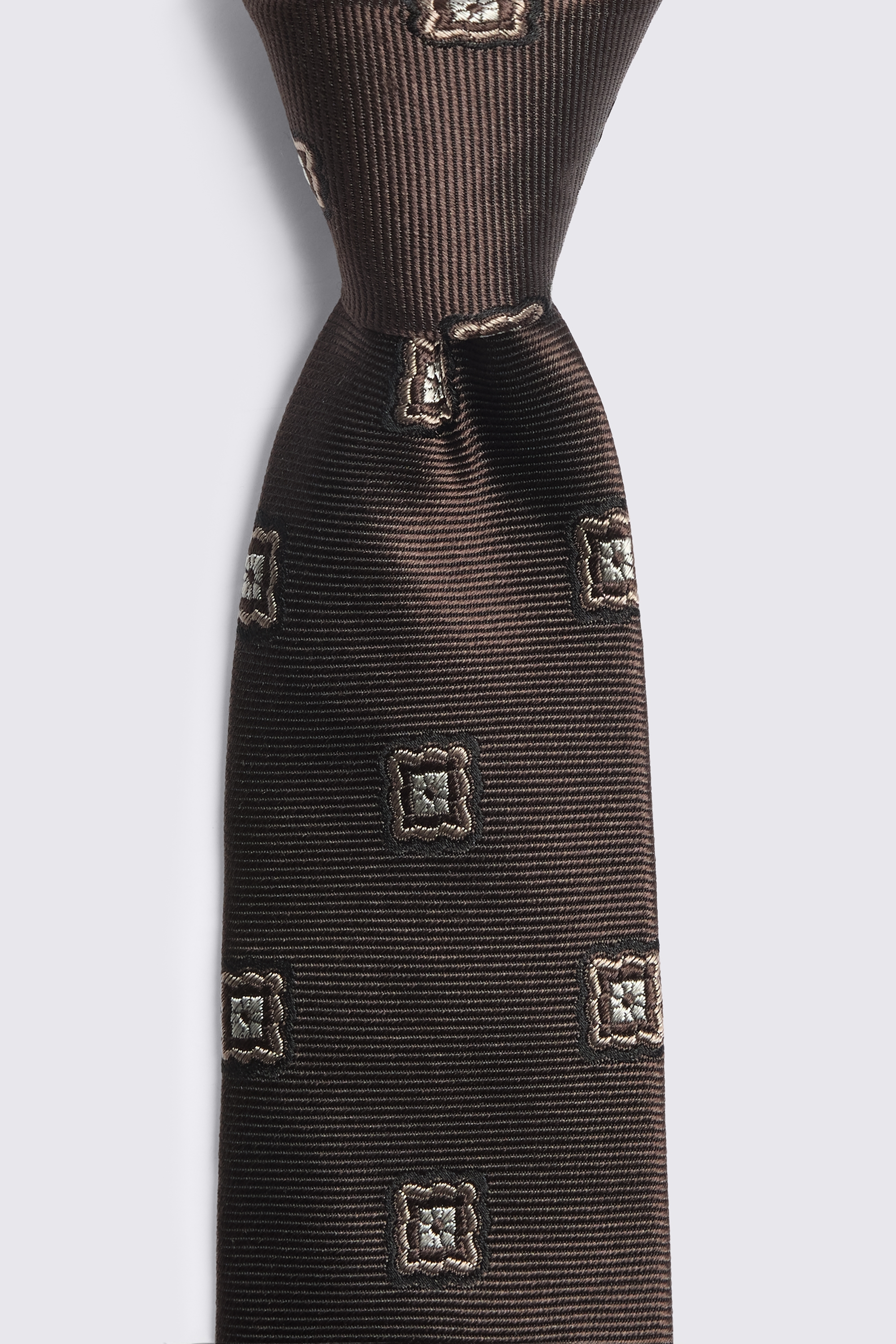 Dark Brown Silk Medallion Tie
