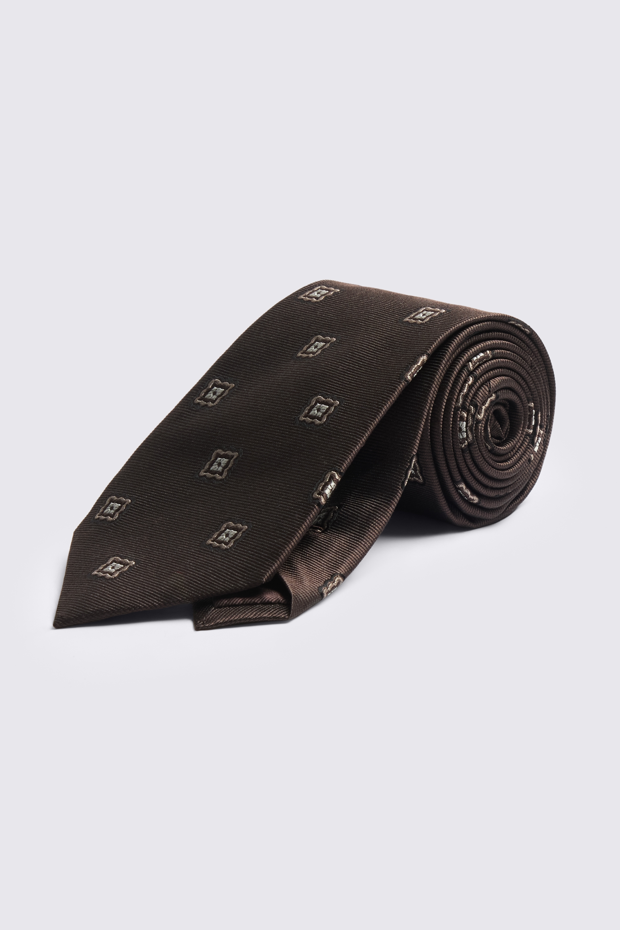 Dark Brown Silk Medallion Tie