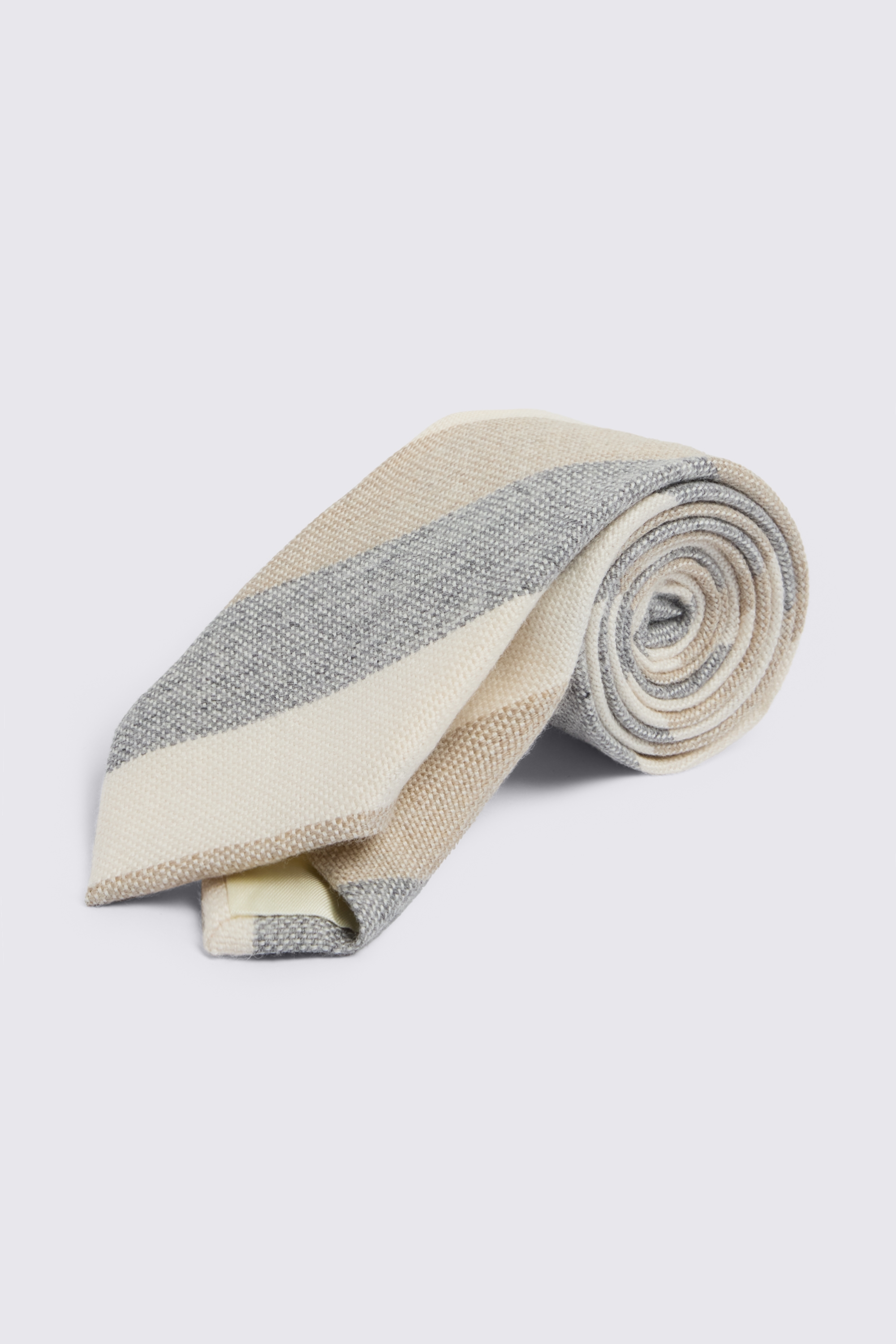 Italian Neutral & Blue Wool Stripe Tie