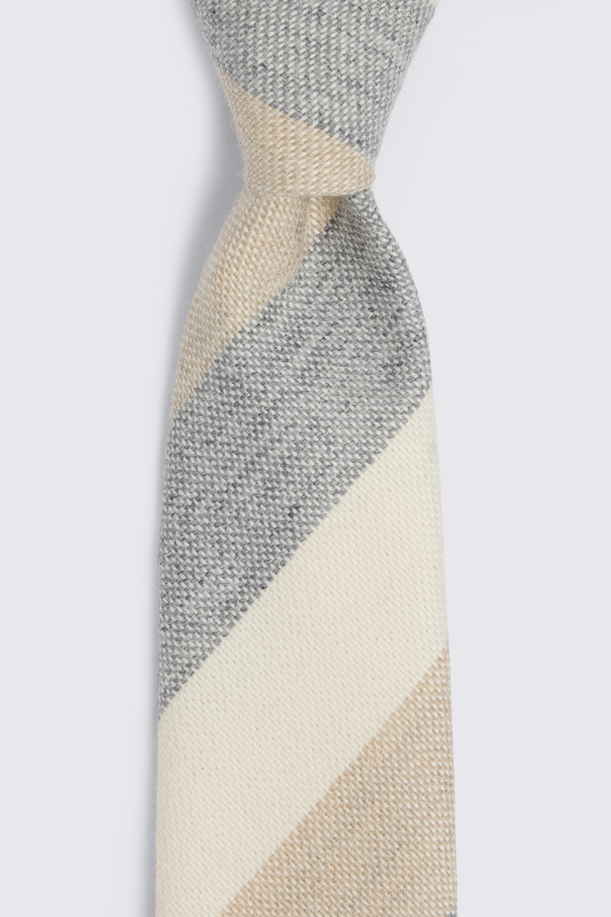 Italian Neutral & Blue Wool Stripe Tie