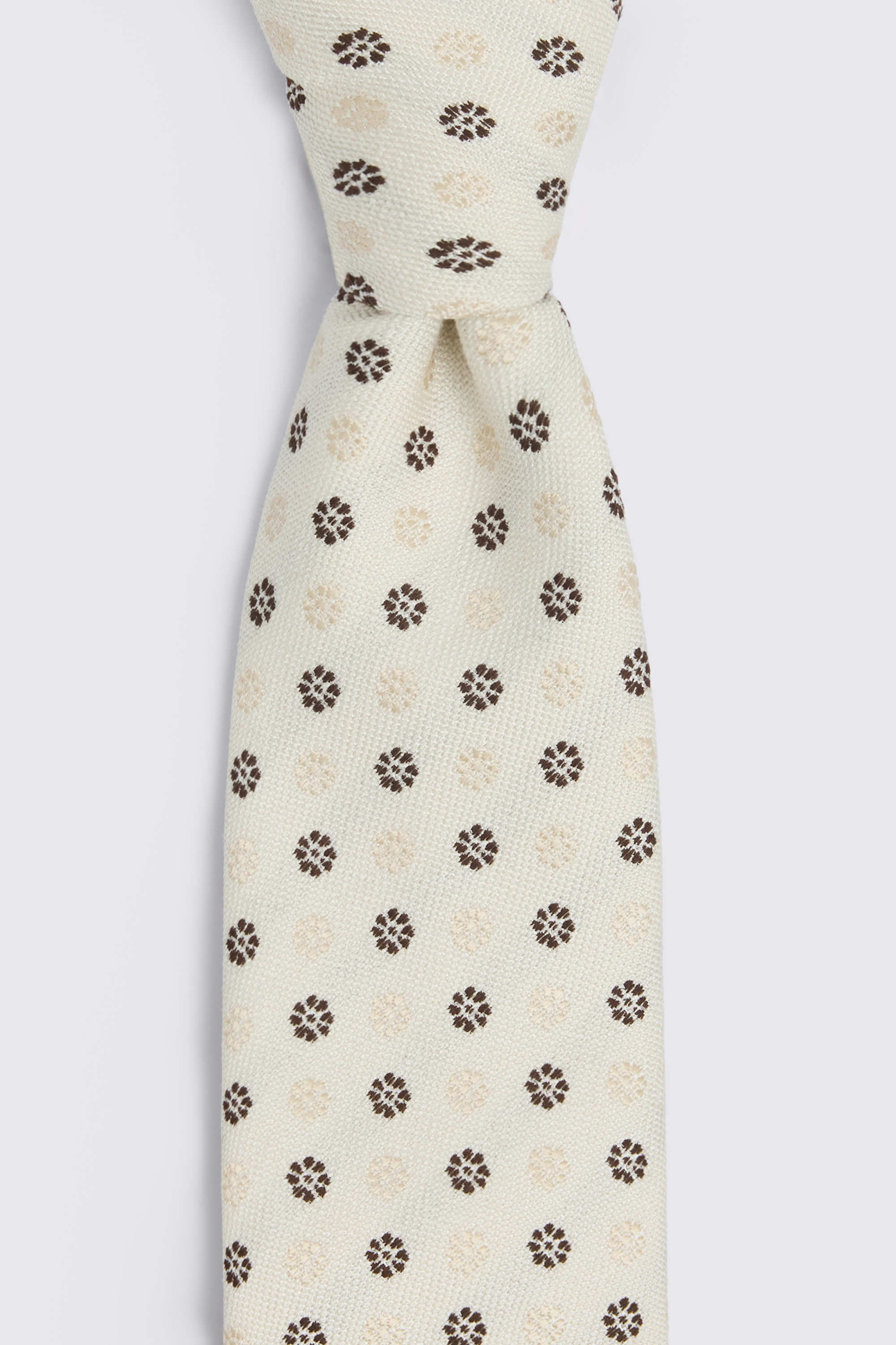 Italian Off White & Dark Brown Medallion Tie