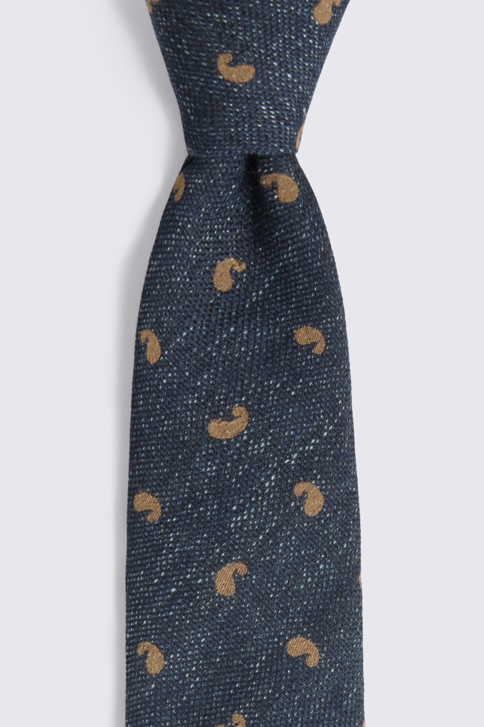 Italian Navy Textured Paisley Tie
