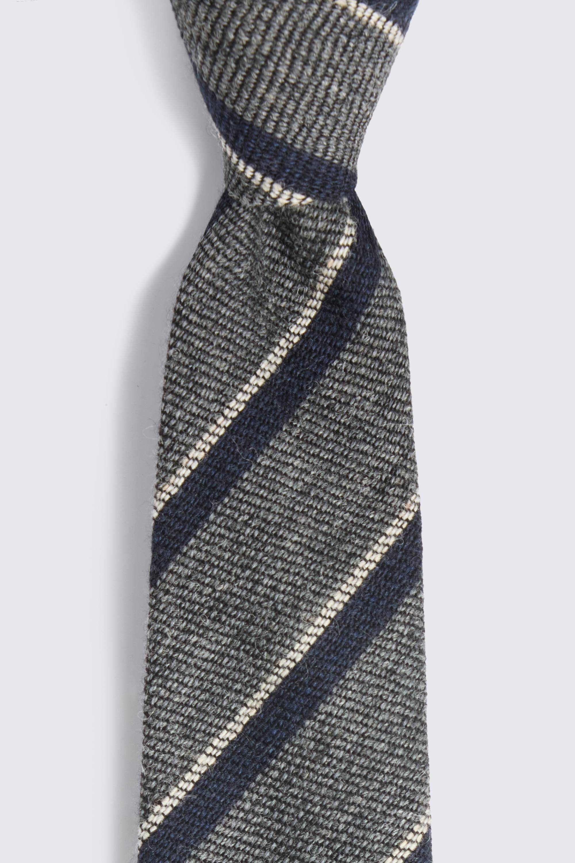 Italian Charcoal & Navy Wool Stripe Tie