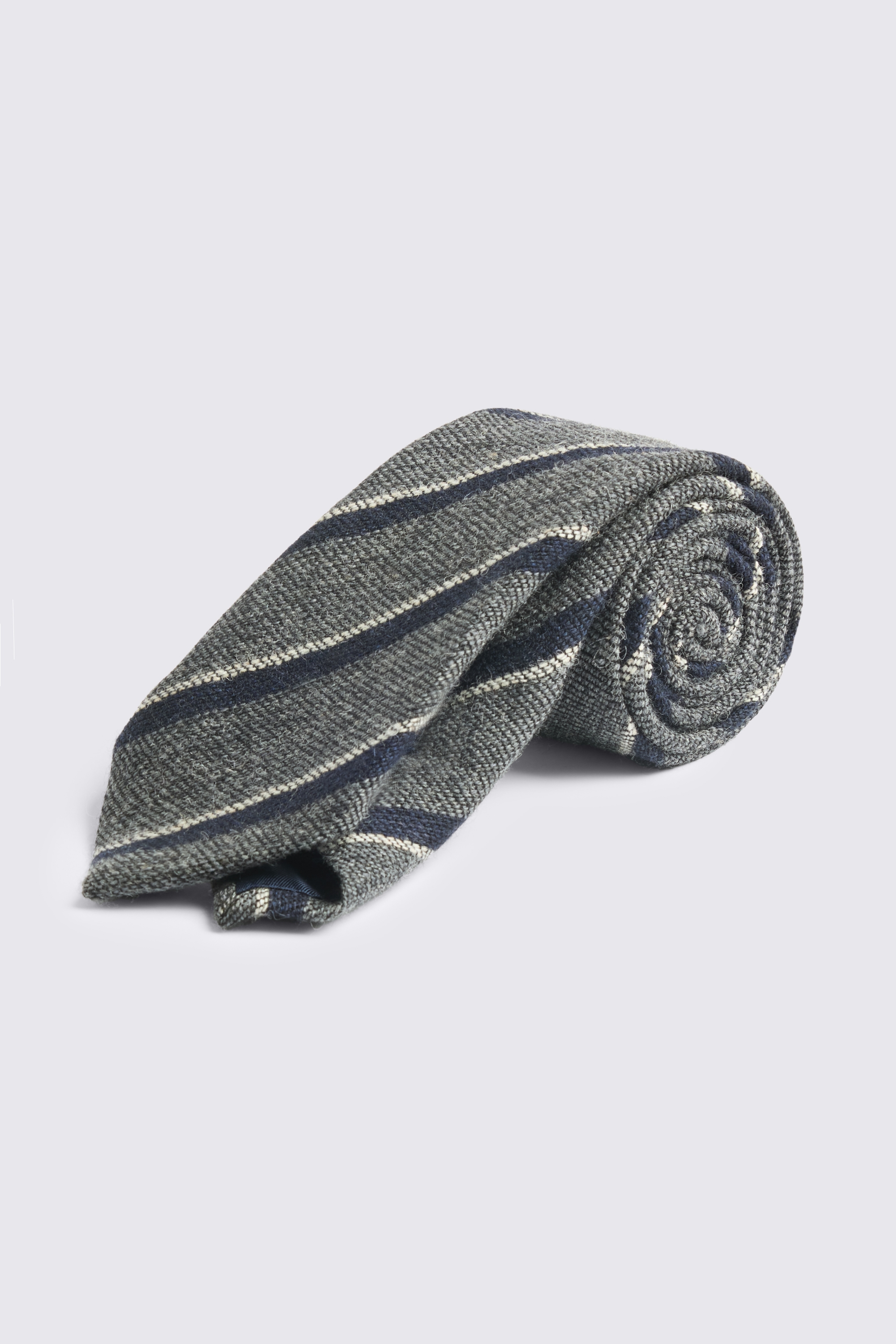 Italian Charcoal & Navy Wool Stripe Tie