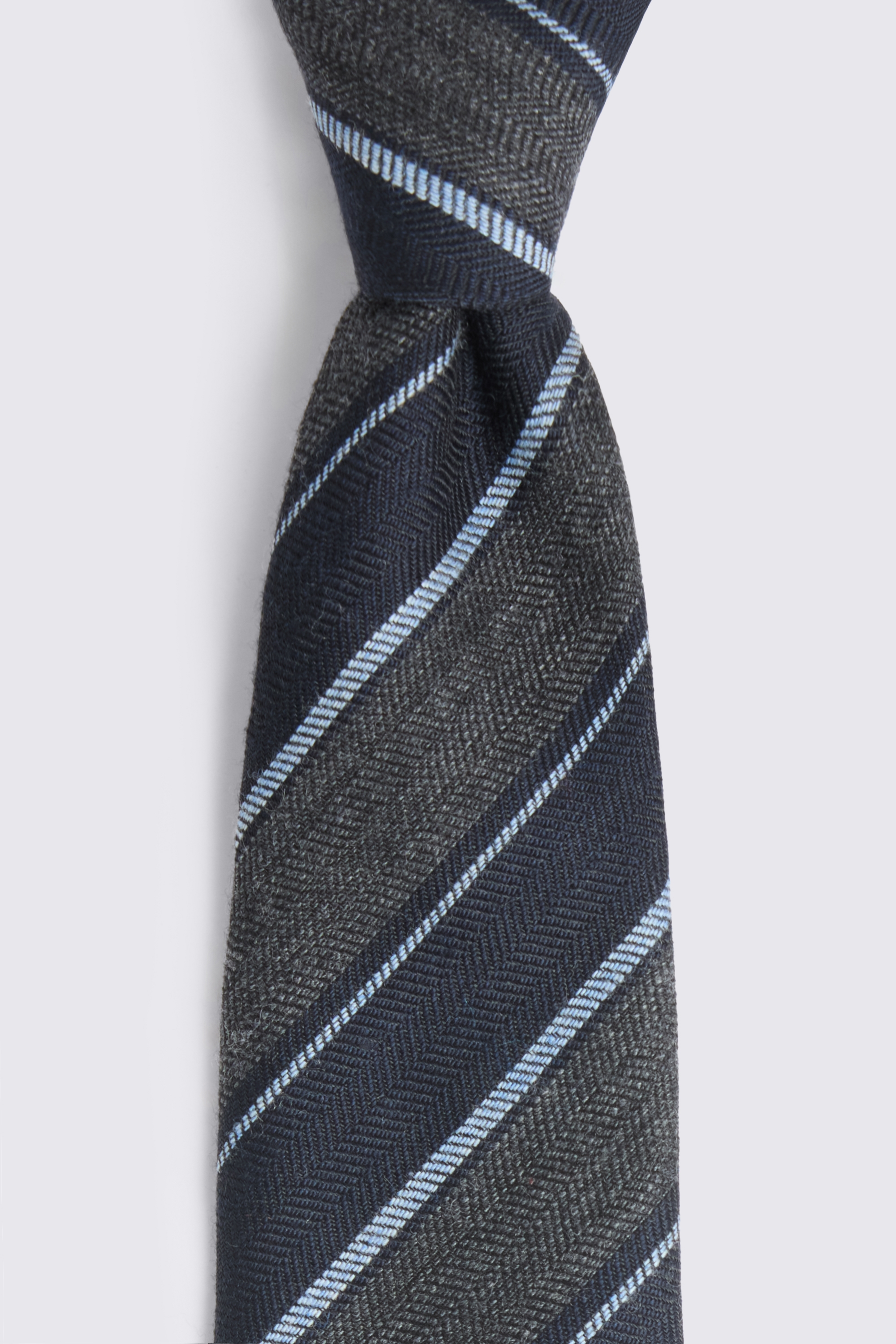 Italian Dark Grey & Light Blue Stripe Tie