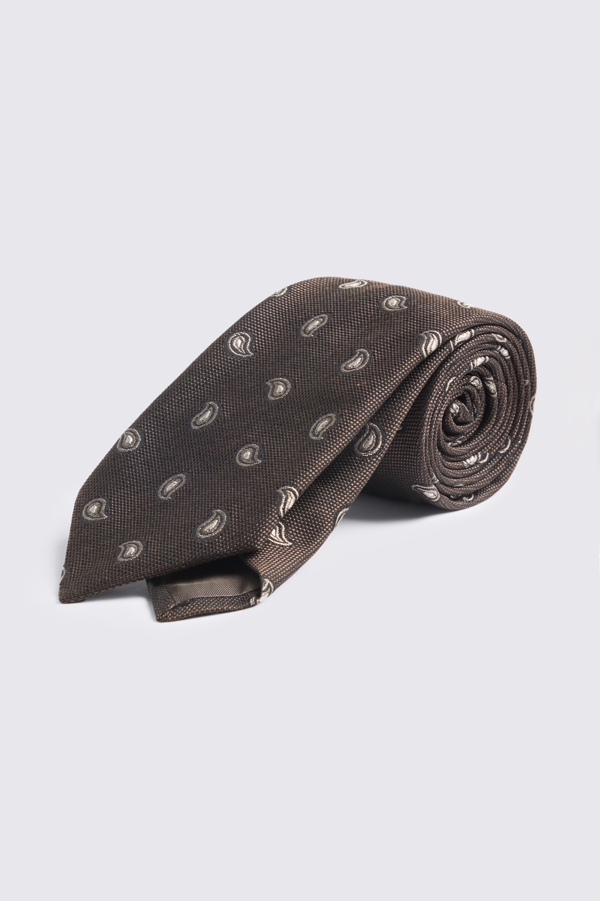 Italian Dark Brown Paisley Tie