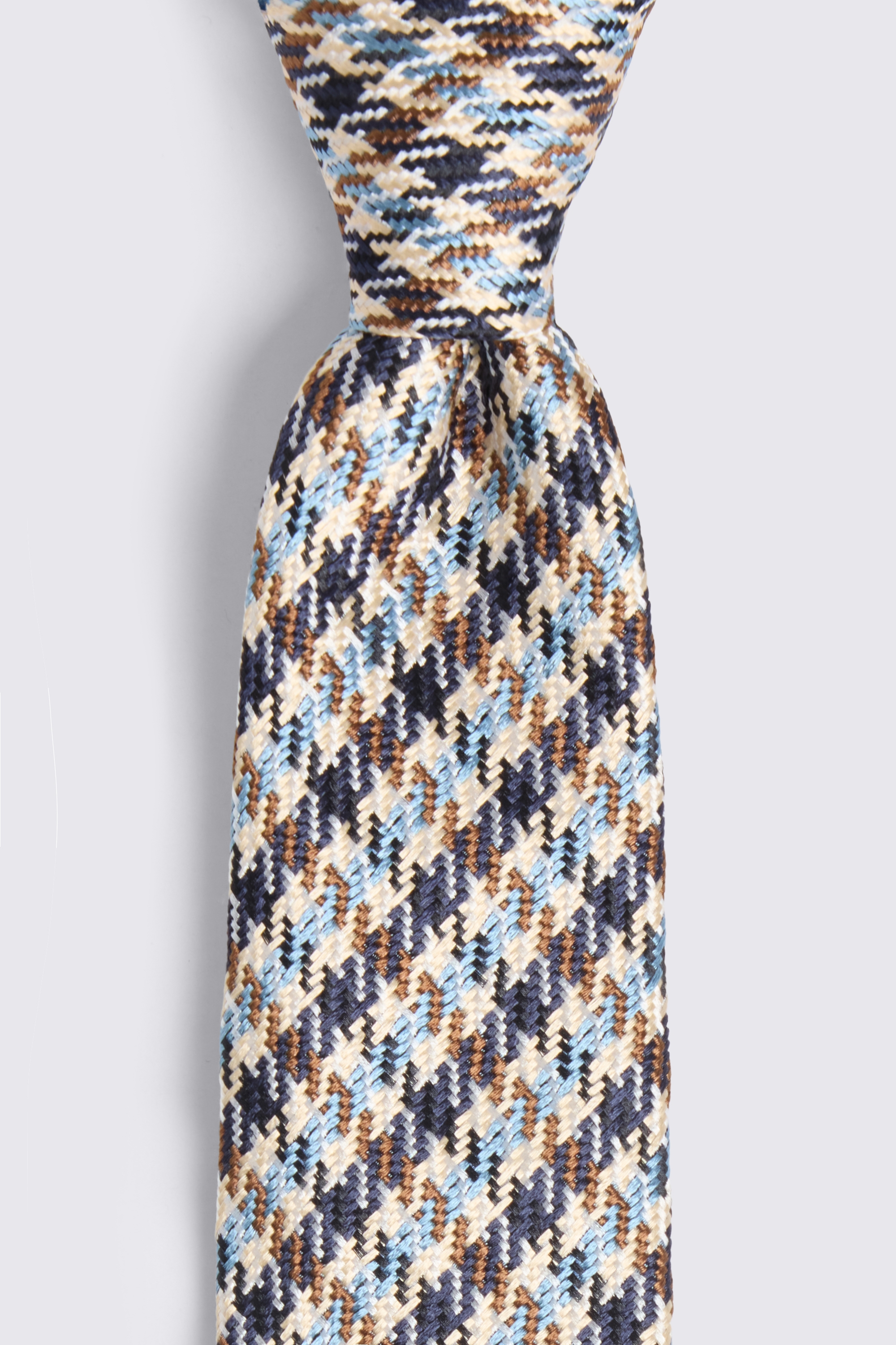 Italian Blue & Rust Silk Puppytooth Tie