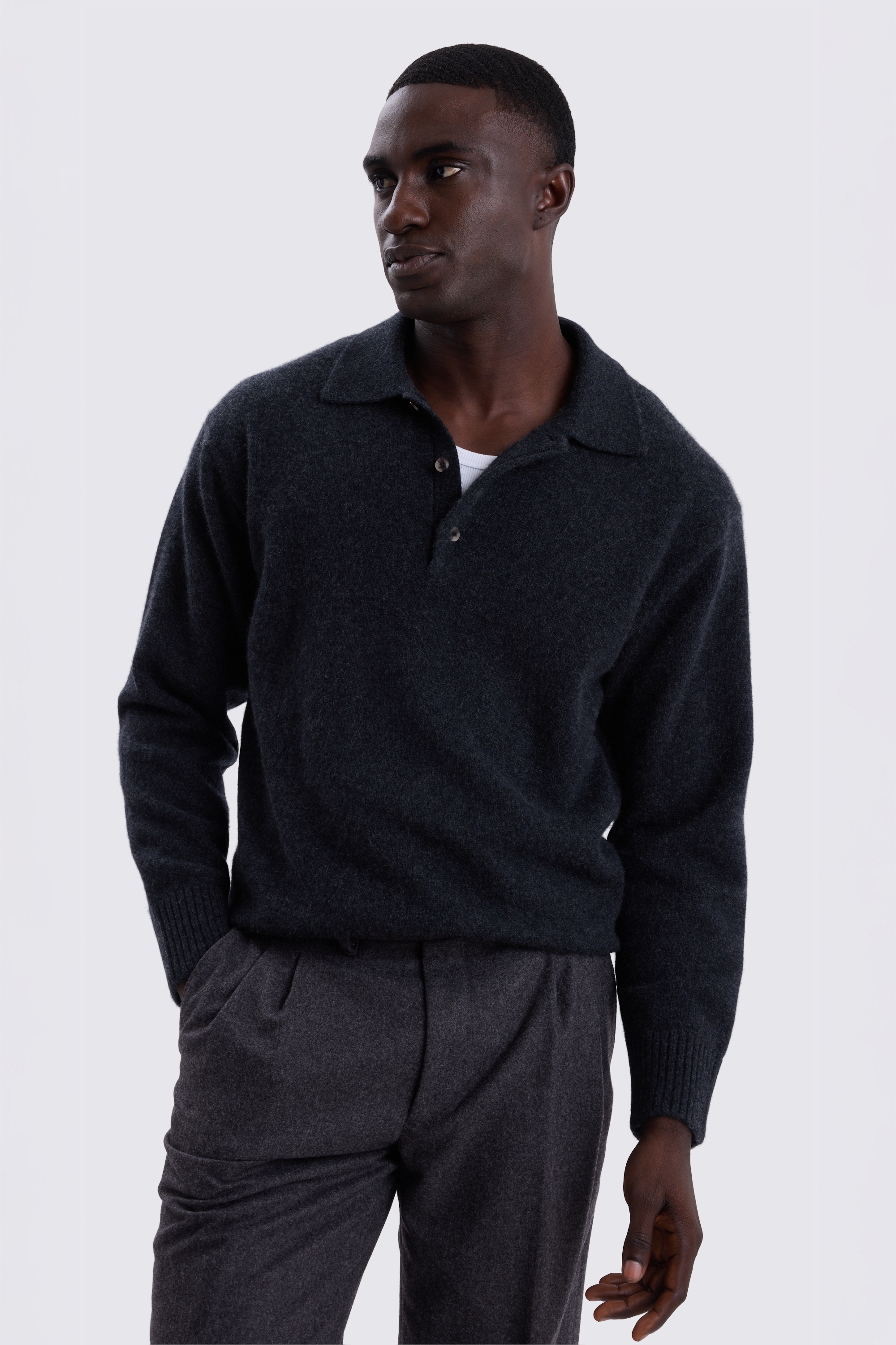Charcoal Cashmere Polo