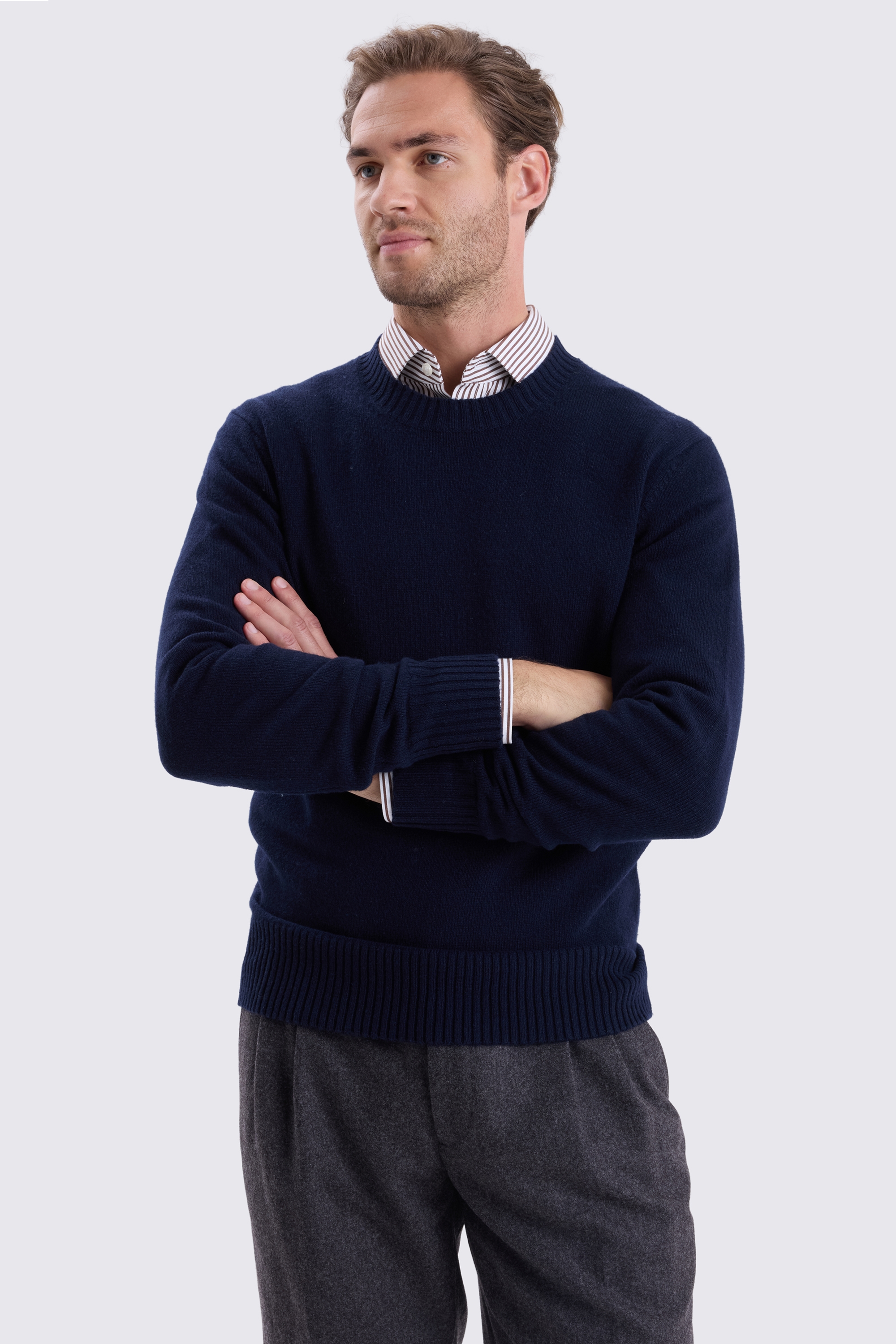 Navy Lambswool Crew Neck