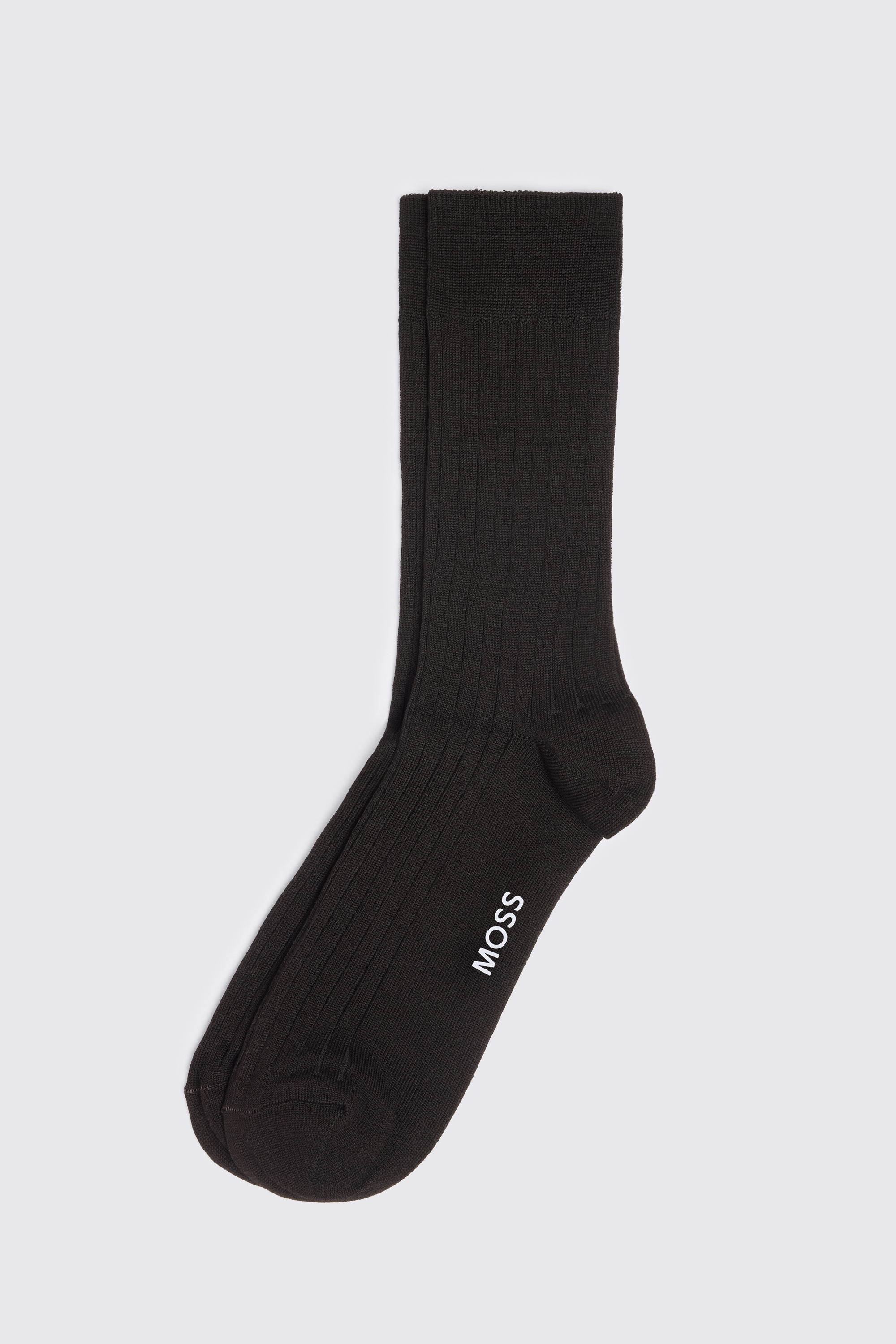 Dark Brown Mercerised Ribbed Sock 