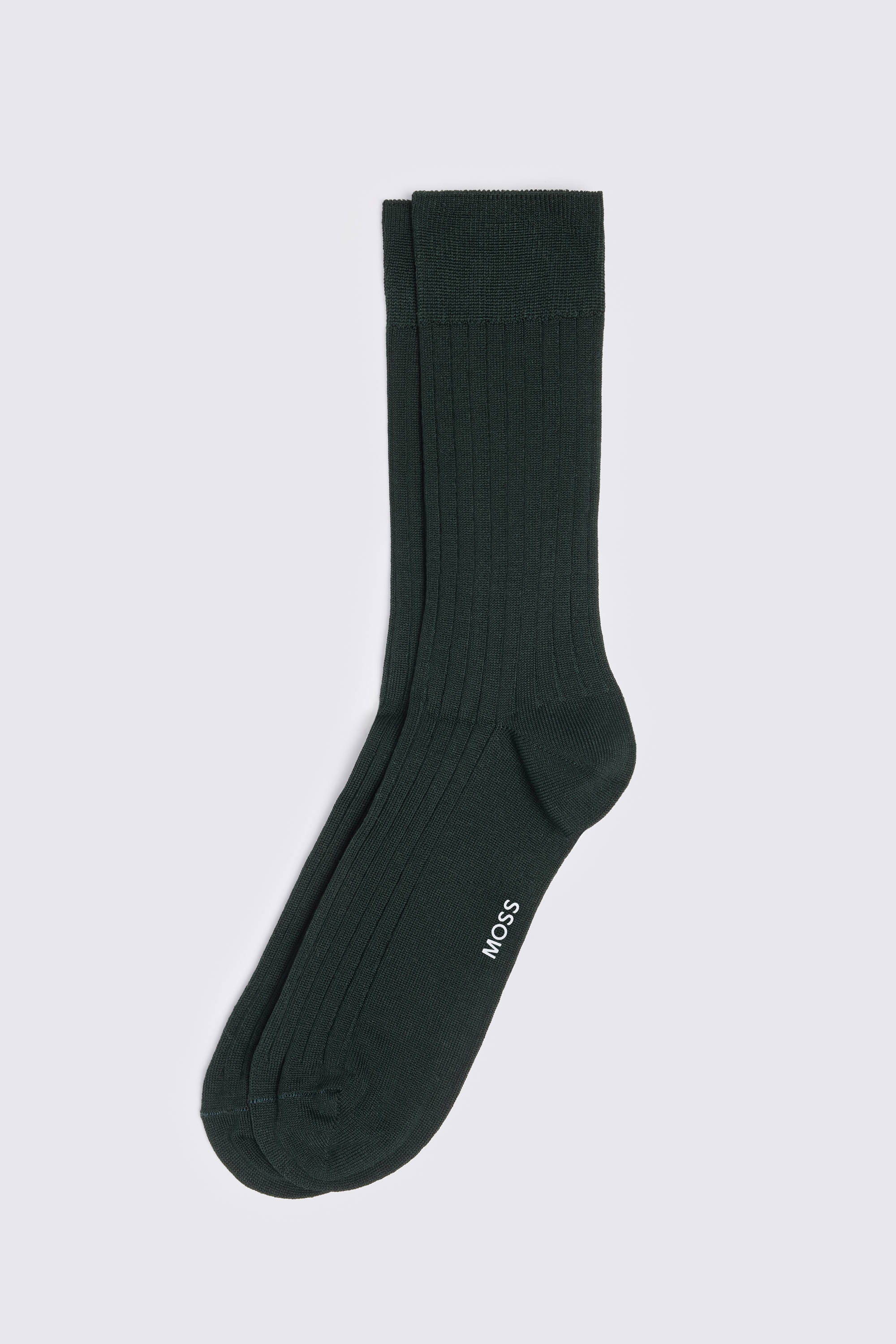Dark Green Ribbed Mercerised Socks