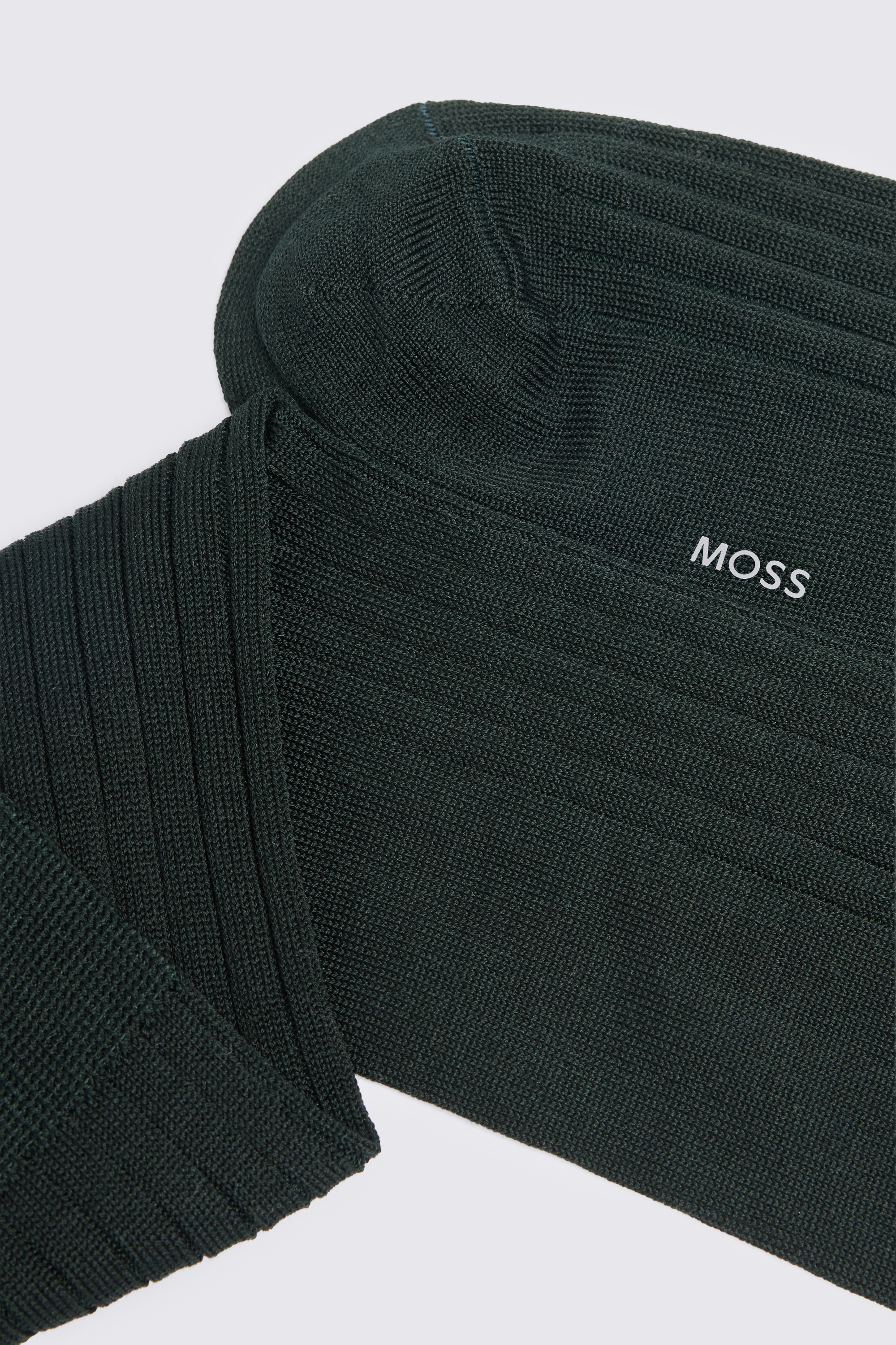 Dark Green Ribbed Mercerised Socks