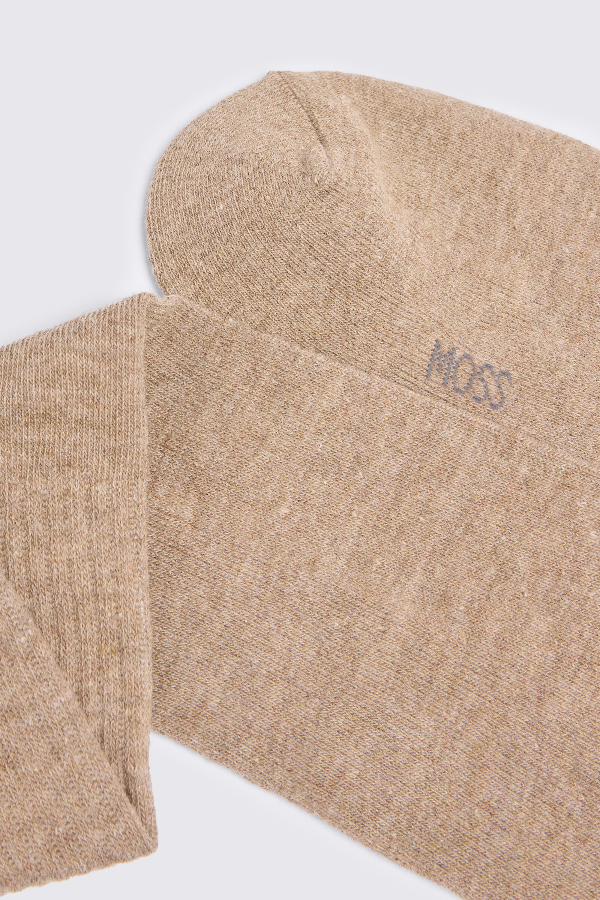 Oatmeal Dog Embroidered Ribbed Socks