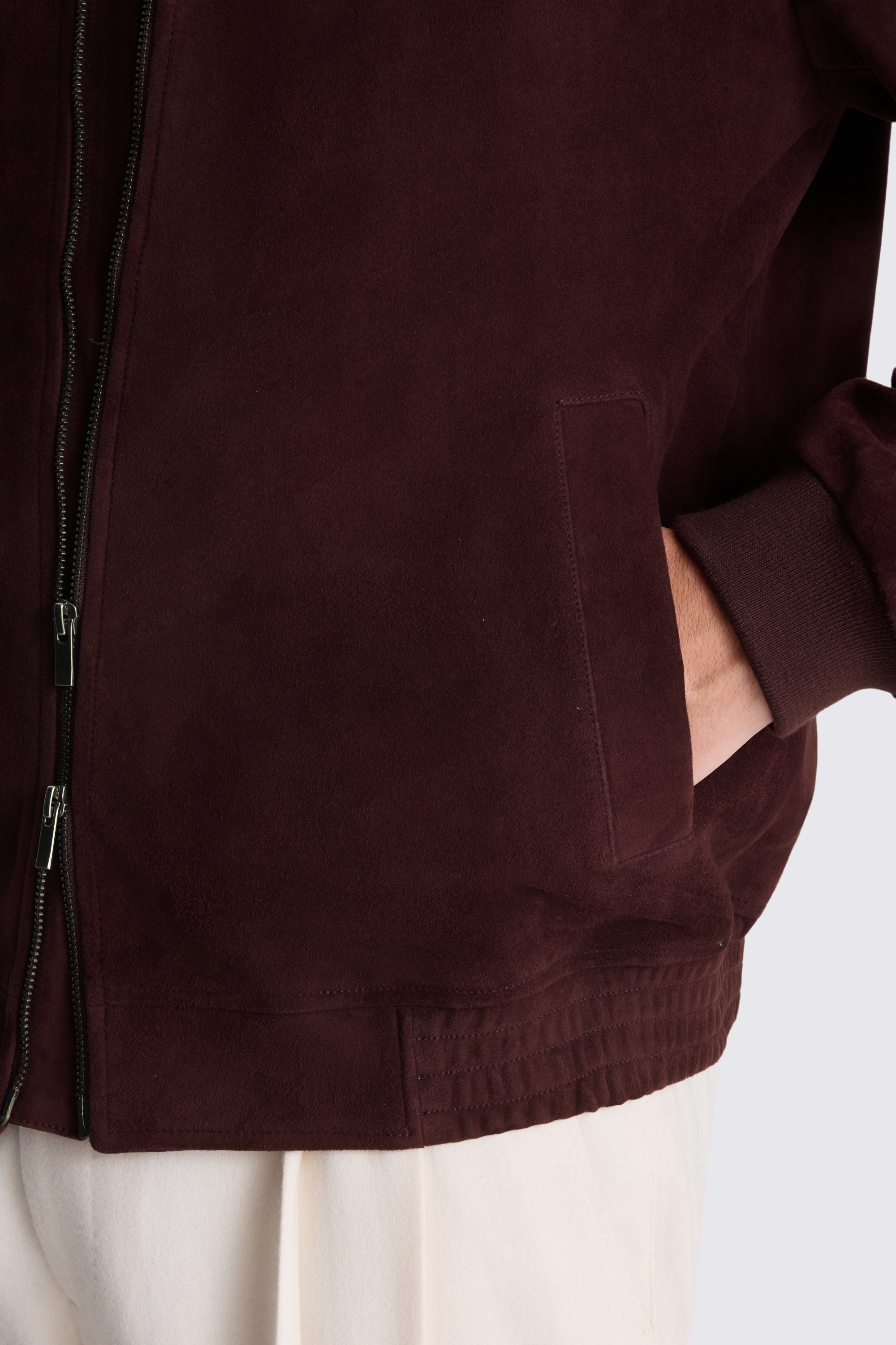 Plum Suede Zip Bomber