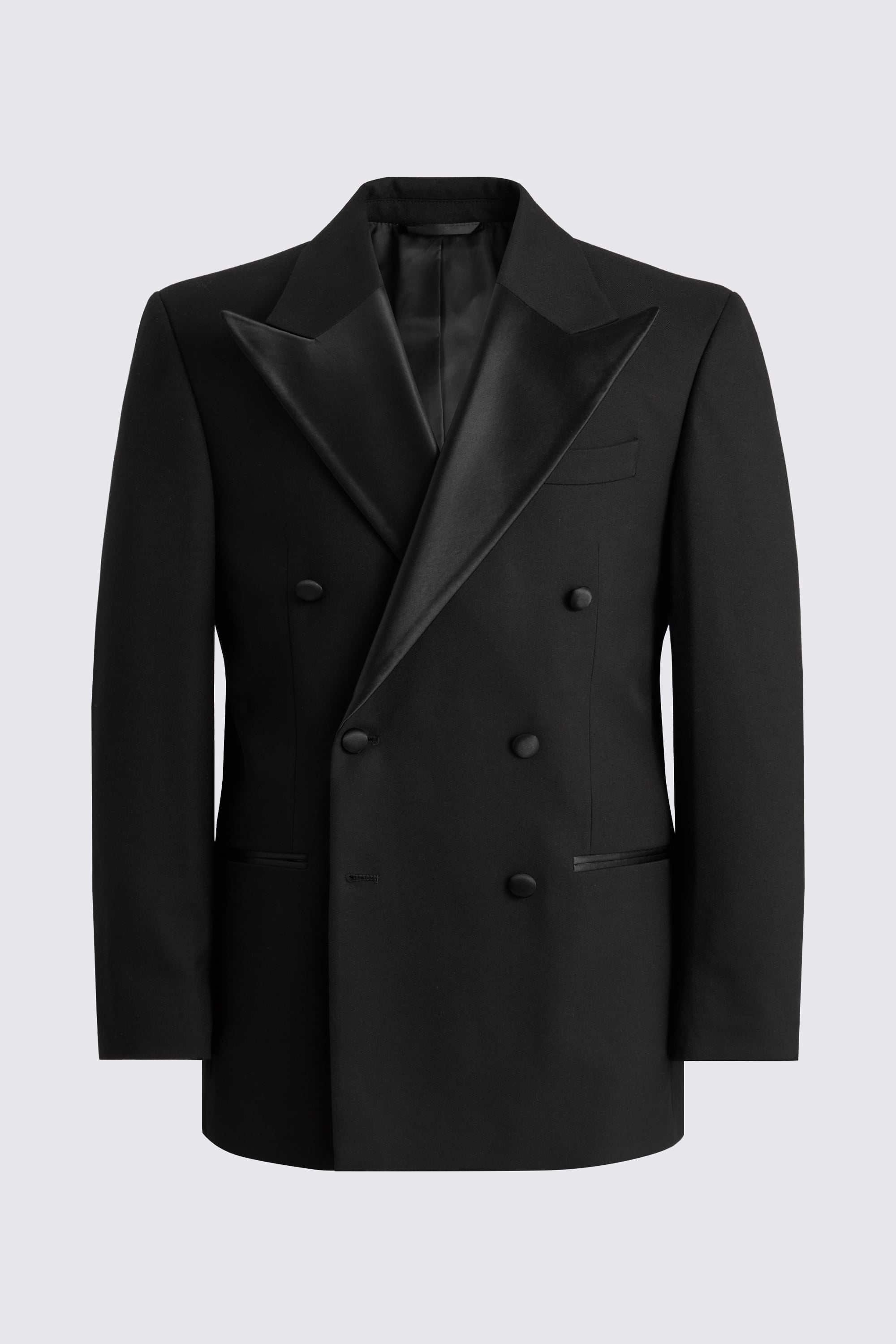Relaxed Fit Black Peak Lapel Tuxedo Suit
