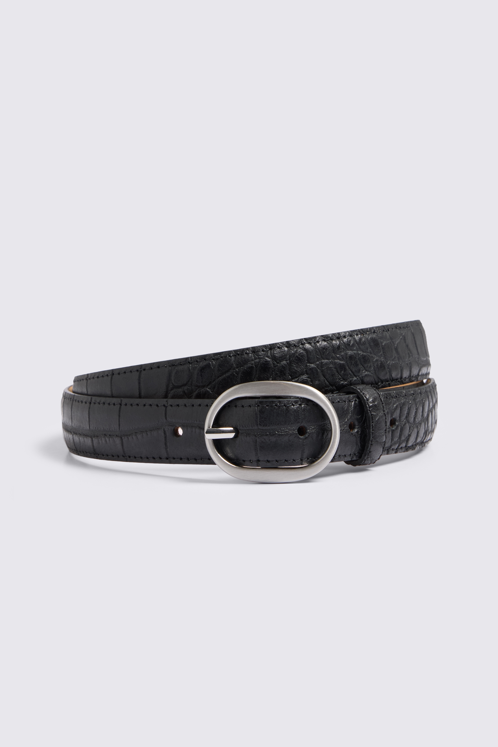 Italian Black Croc Leather Belt