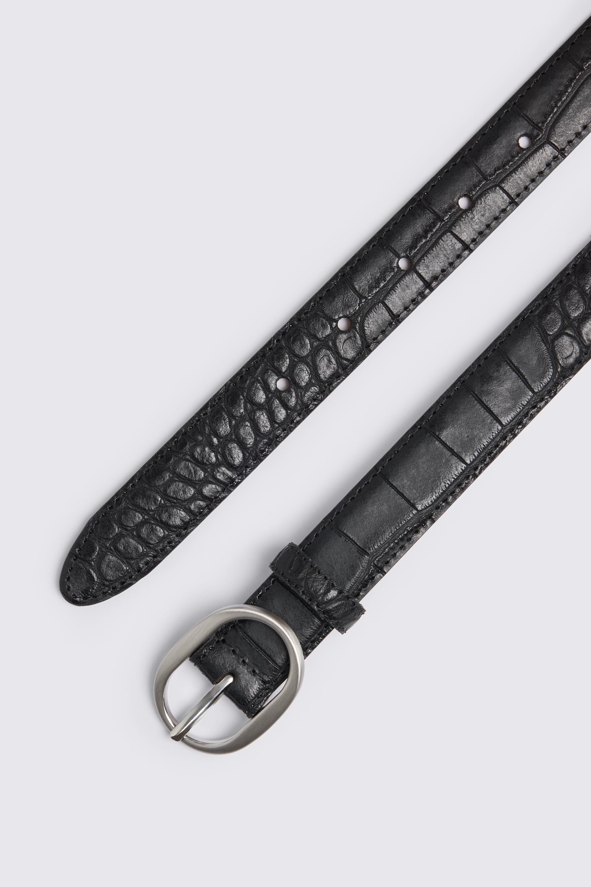 Italian Black Croc Leather Belt