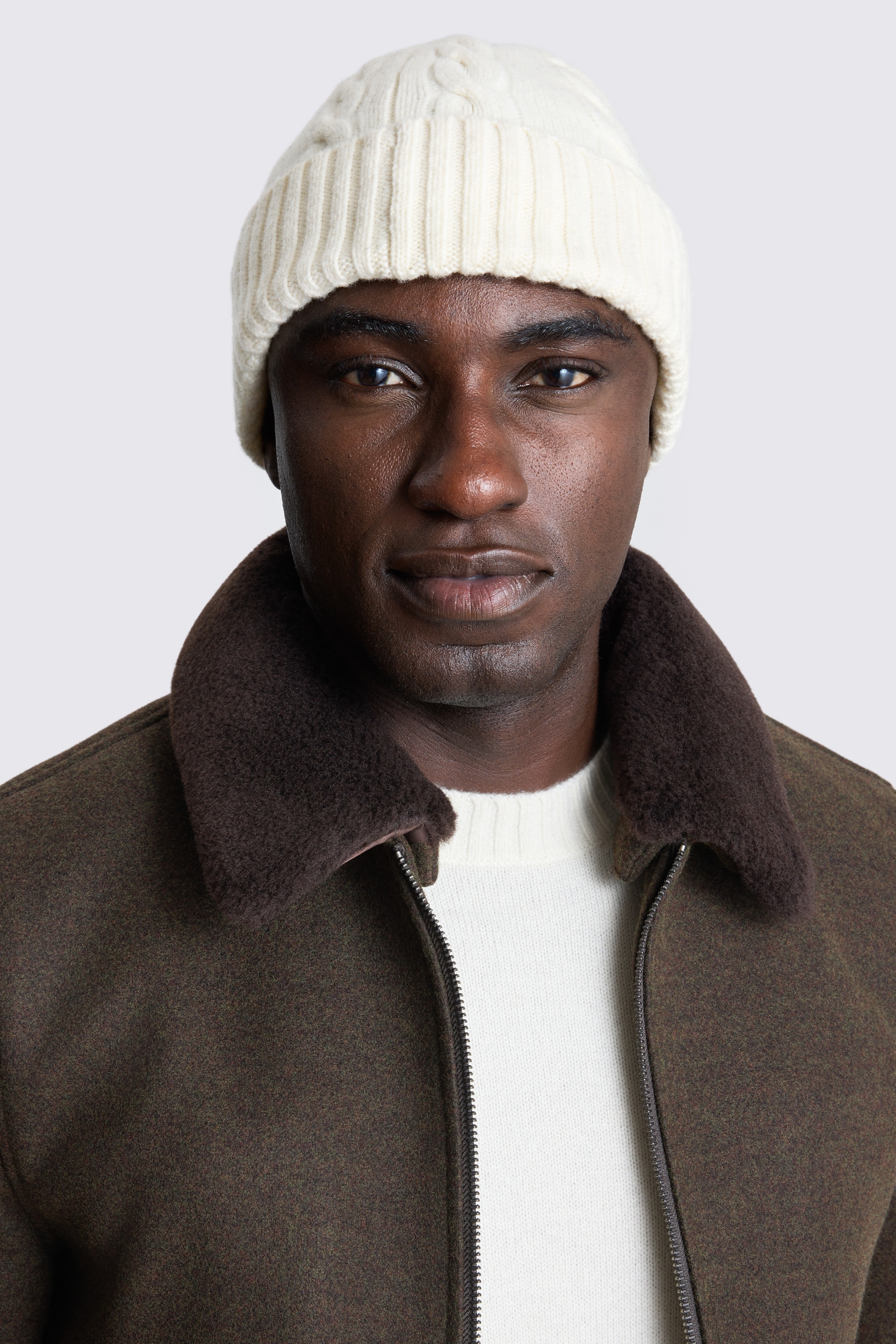 Off White Cable Wool Beanie