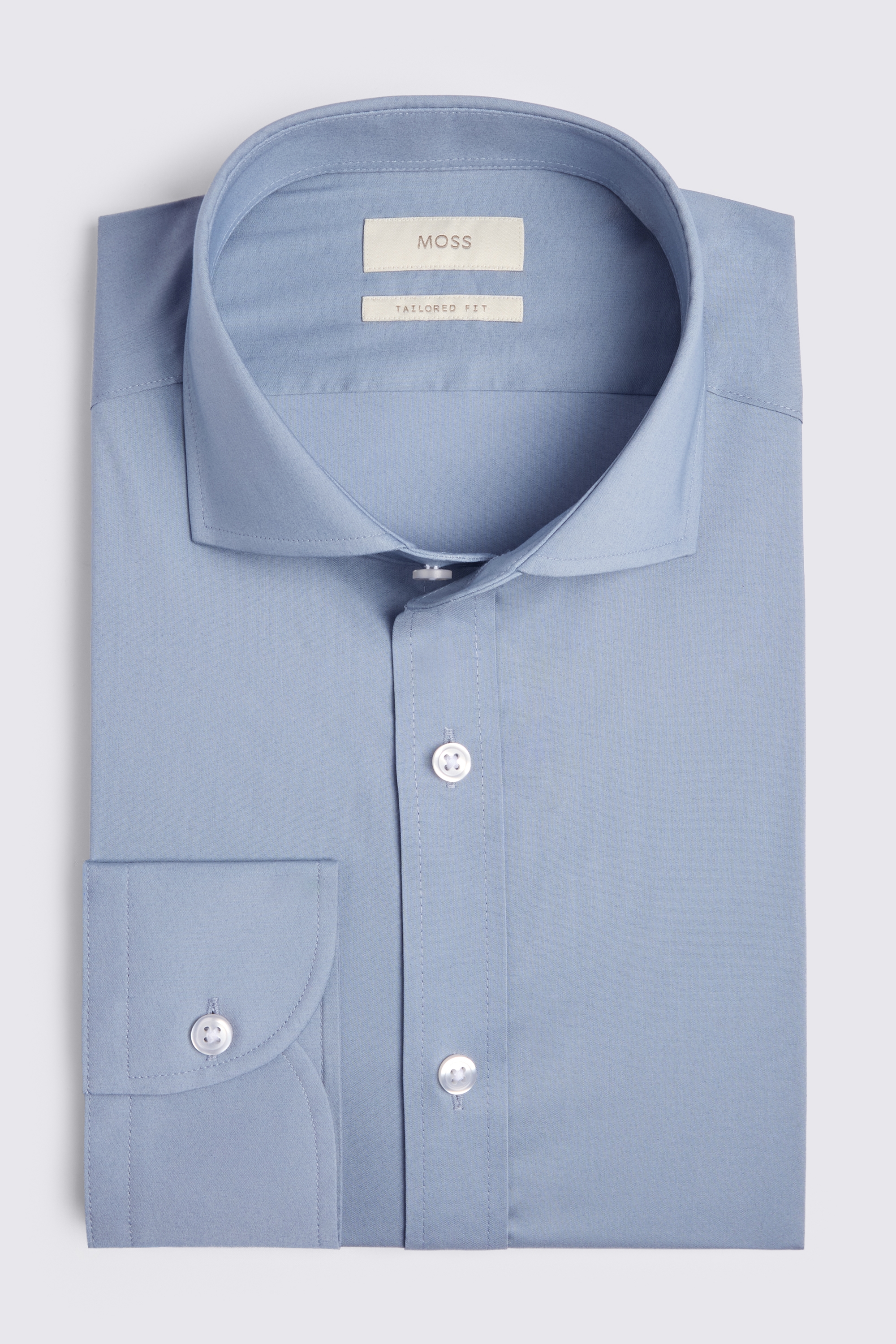 Tailored Fit Mid Blue Stretch Shirt