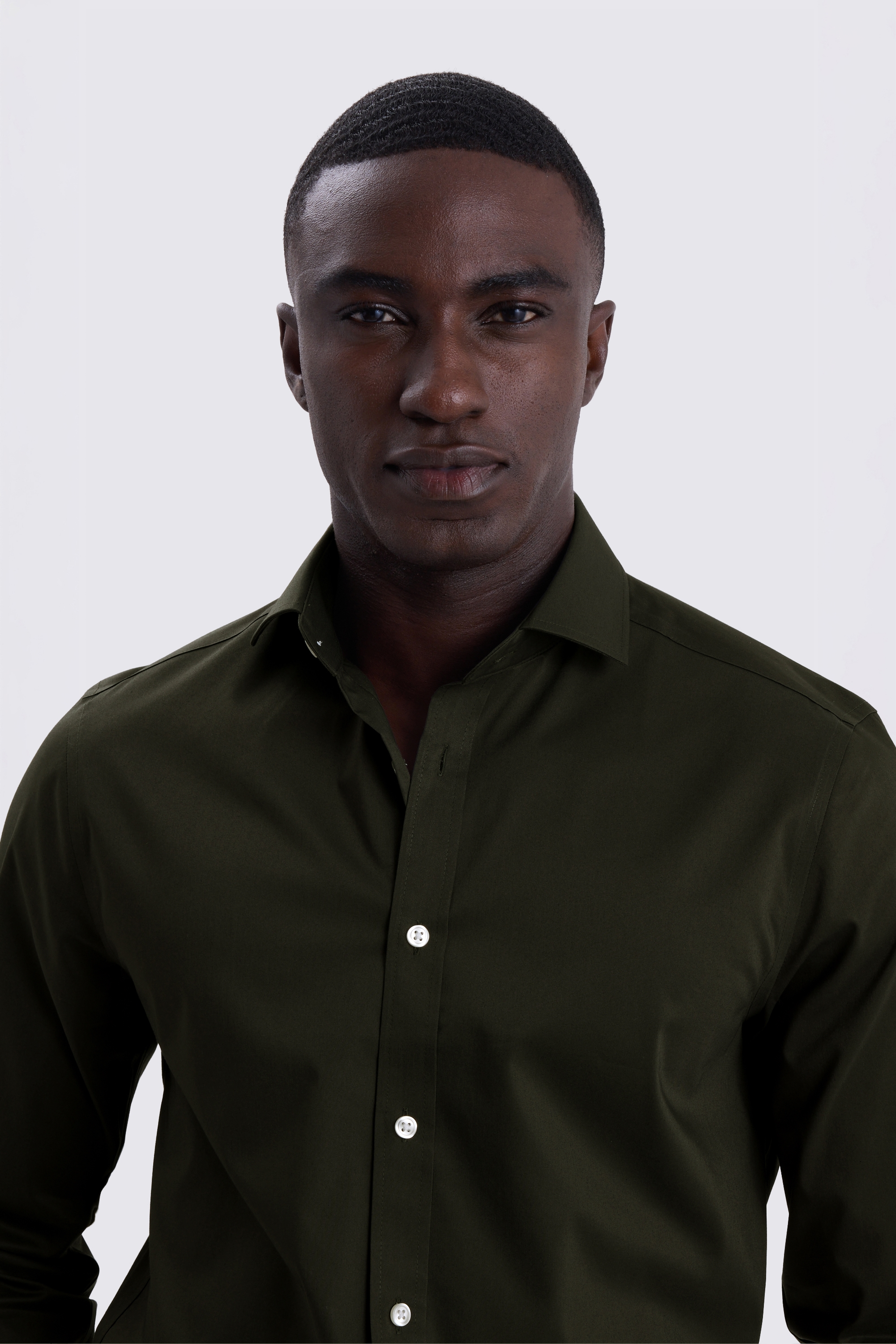 Tailored Fit Dark Green Stretch Shirt