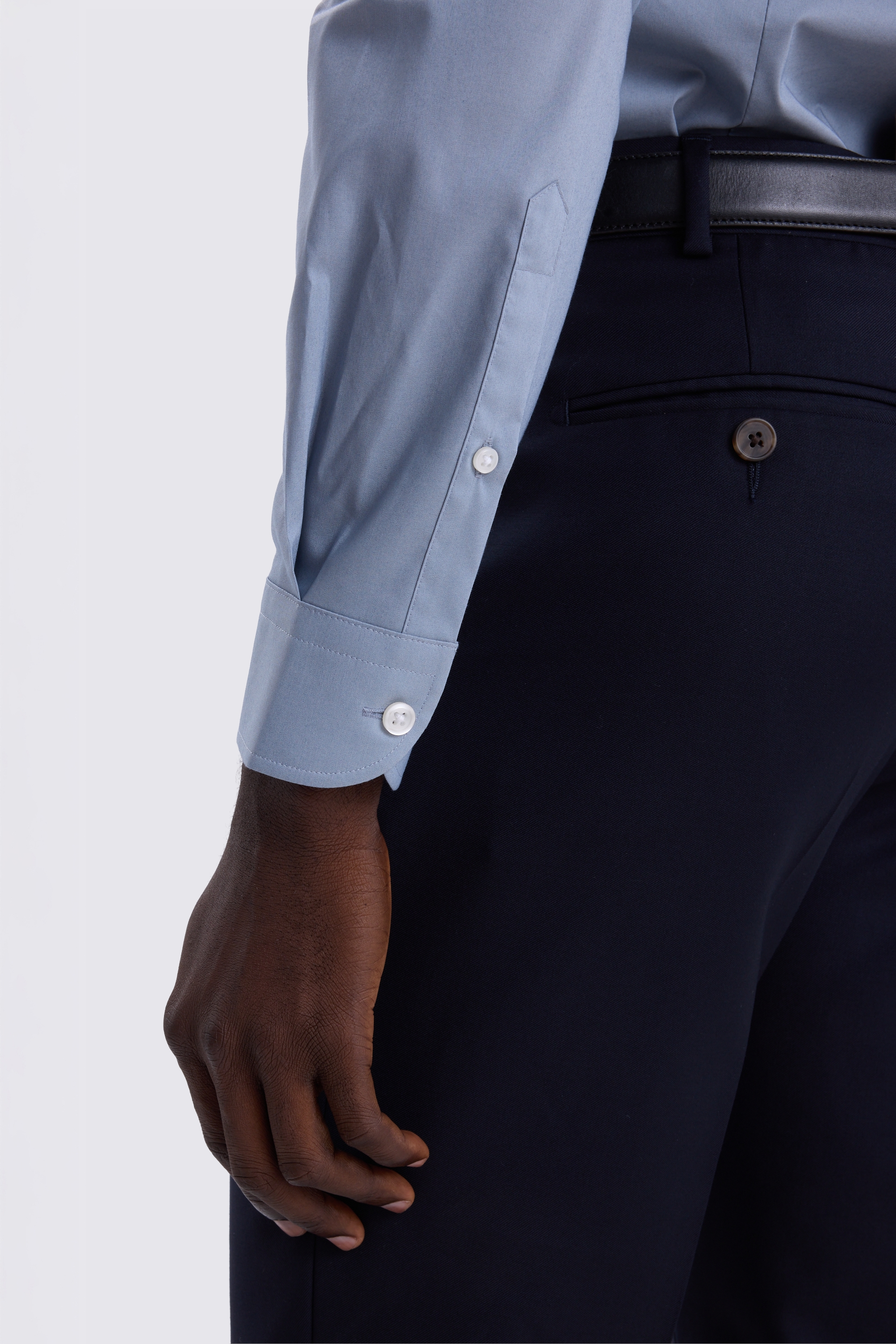 Slim Fit Mid Blue Stretch Shirt