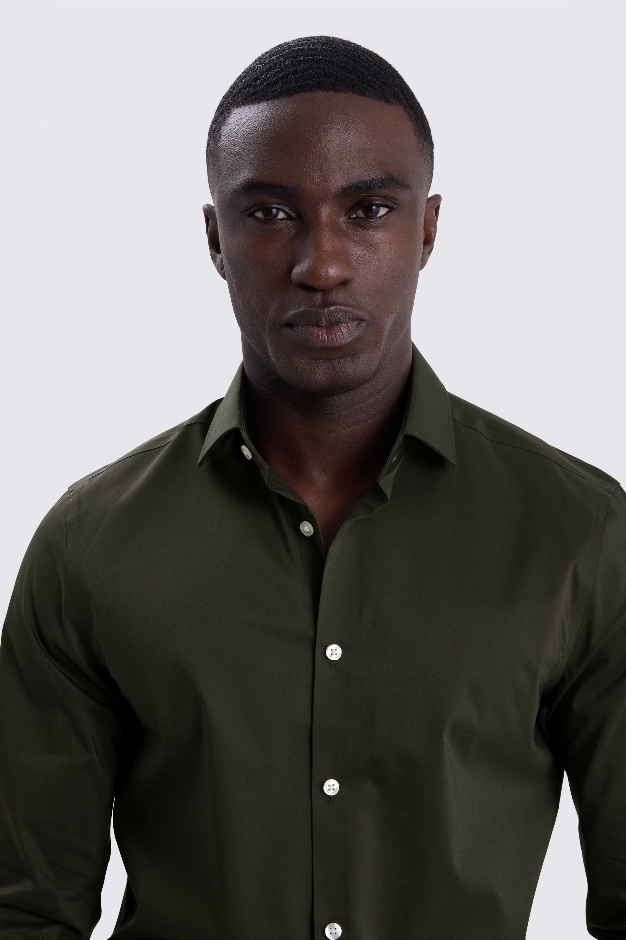 Slim Fit Dark Green Stretch Shirt