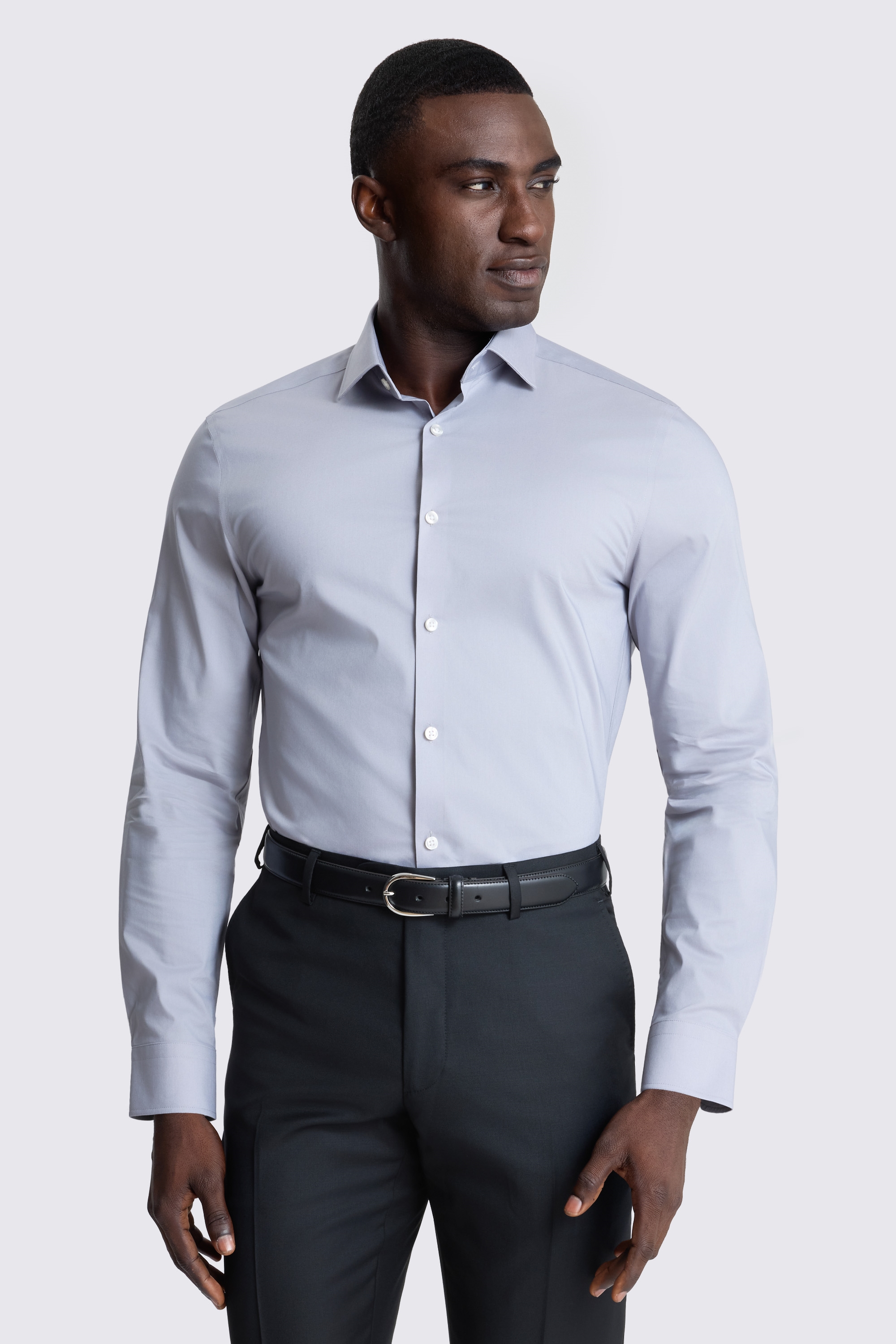 Slim Fit Grey Stretch Shirt