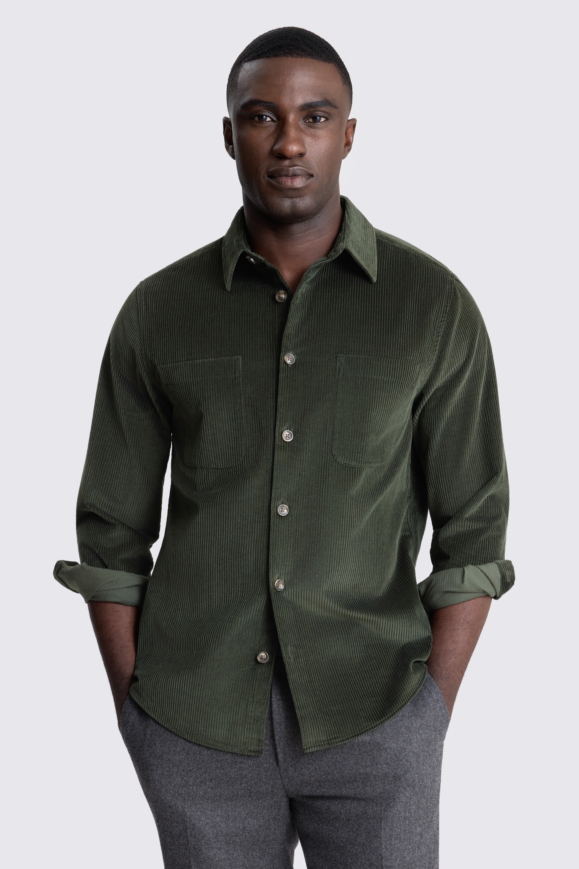 Dark Green Corduroy Overshirt