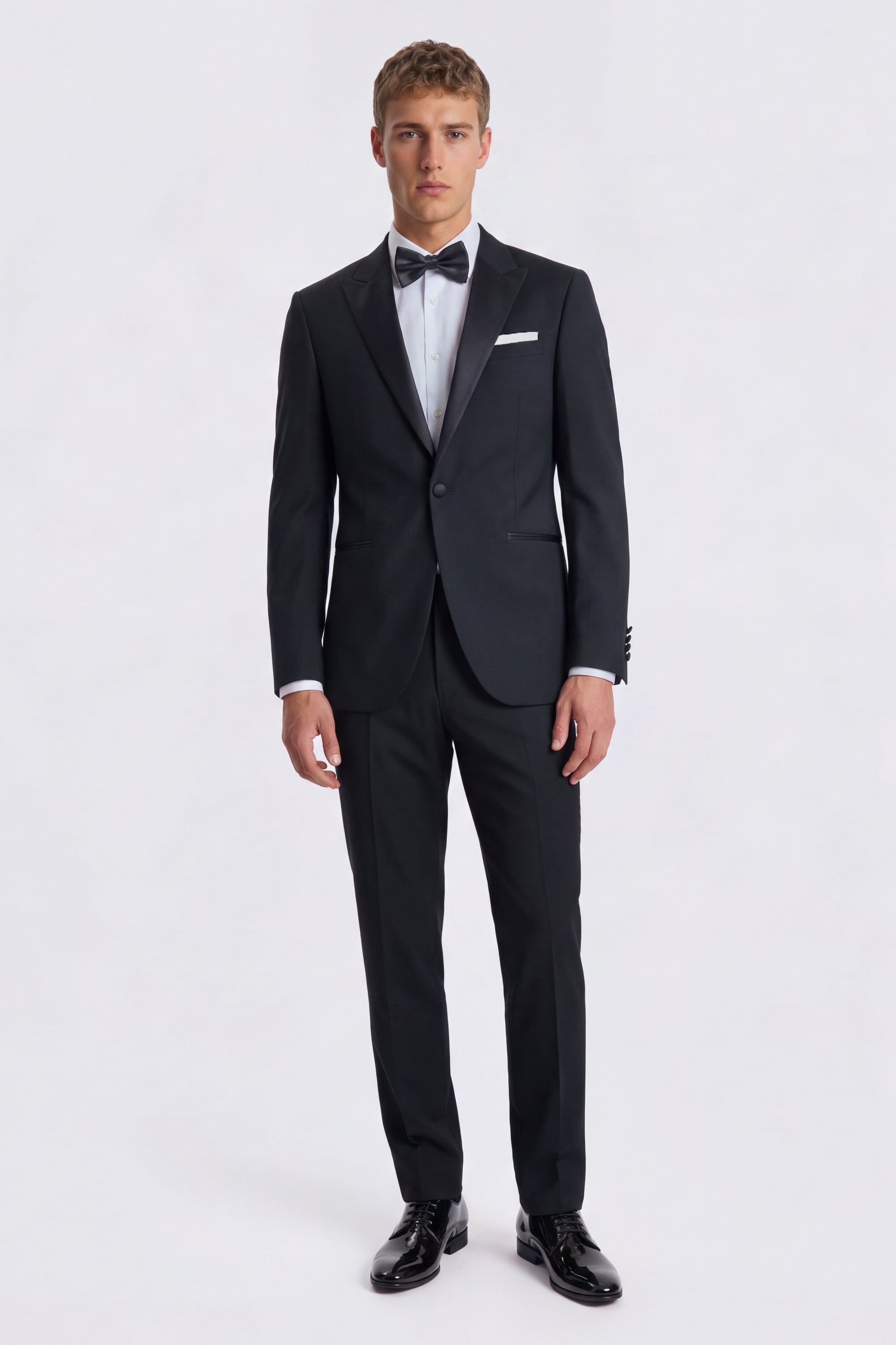 Tailored Fit Black Peak Lapel Tuxedo Suit