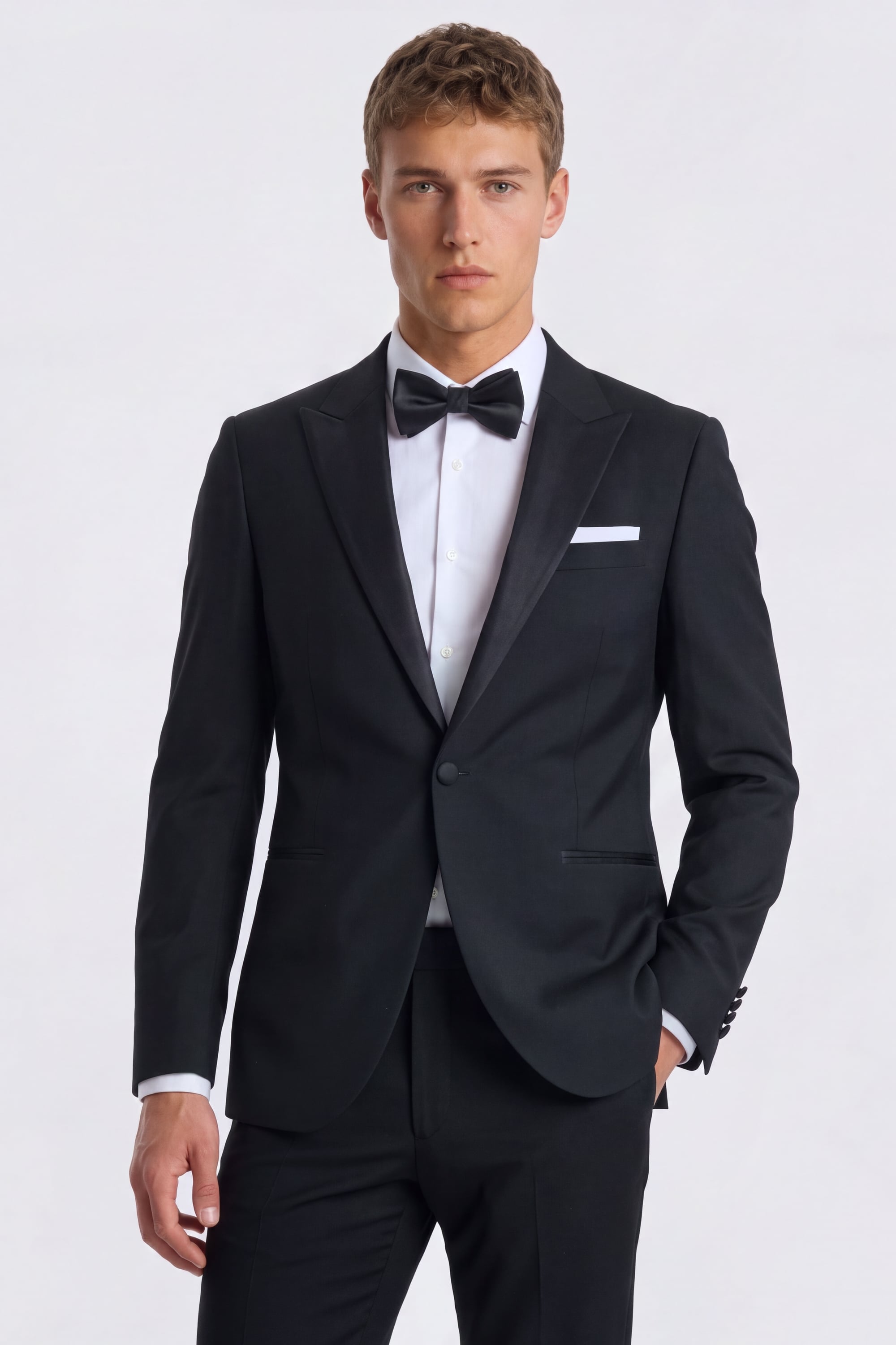 Tailored Fit Black Peak Lapel Tuxedo Suit