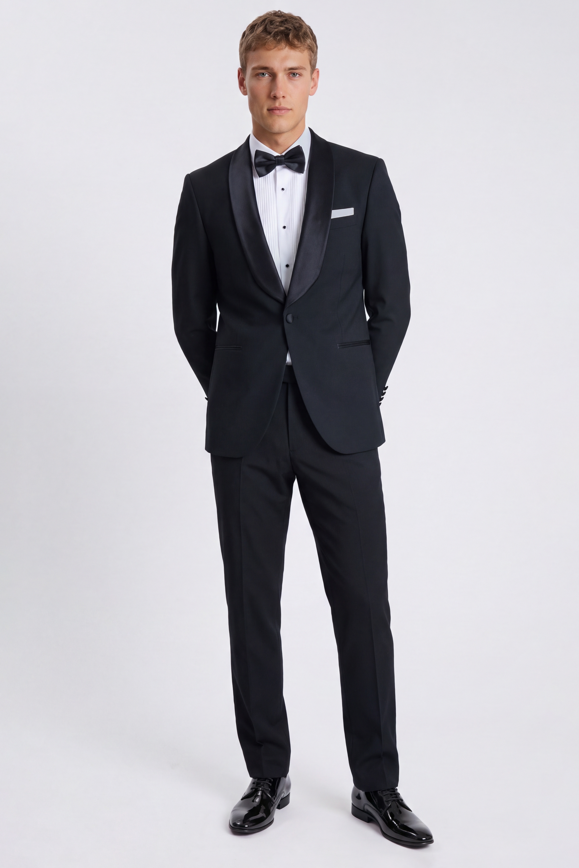 Tailored Fit Black Shawl Lapel Tuxedo Suit