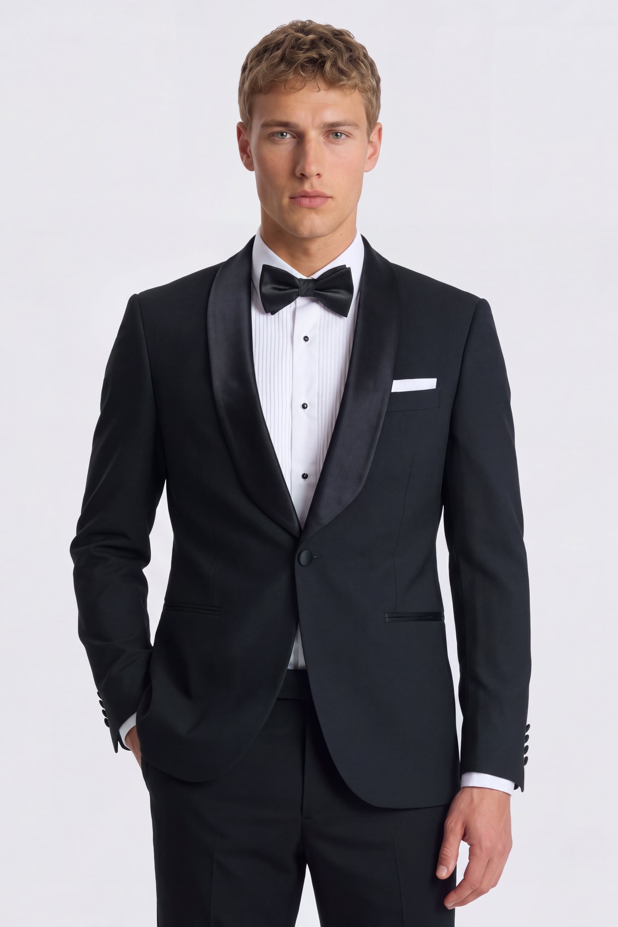 Tailored Fit Black Shawl Lapel Tuxedo Suit