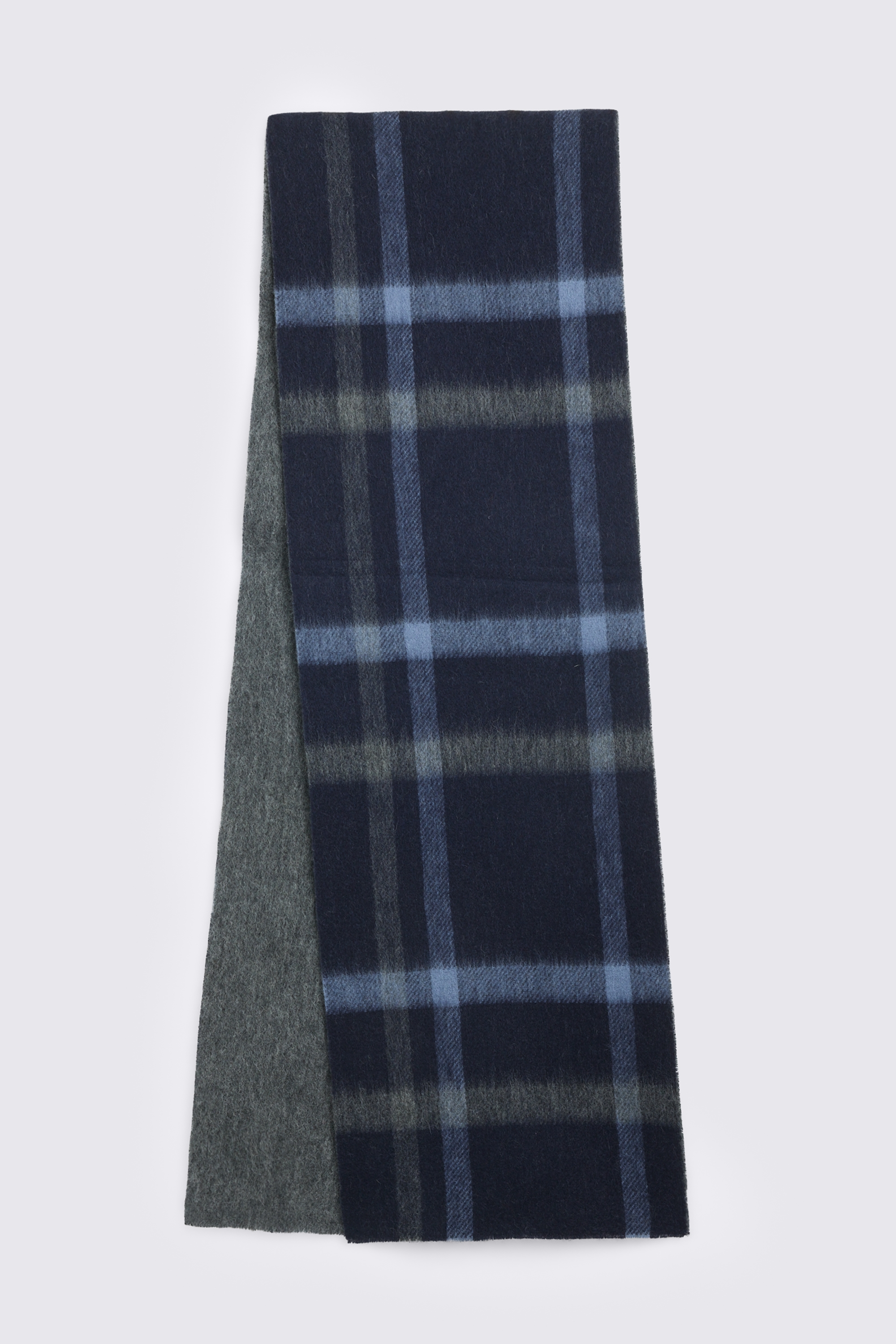 Black Blue Cashmere Wool Reversible Scarf