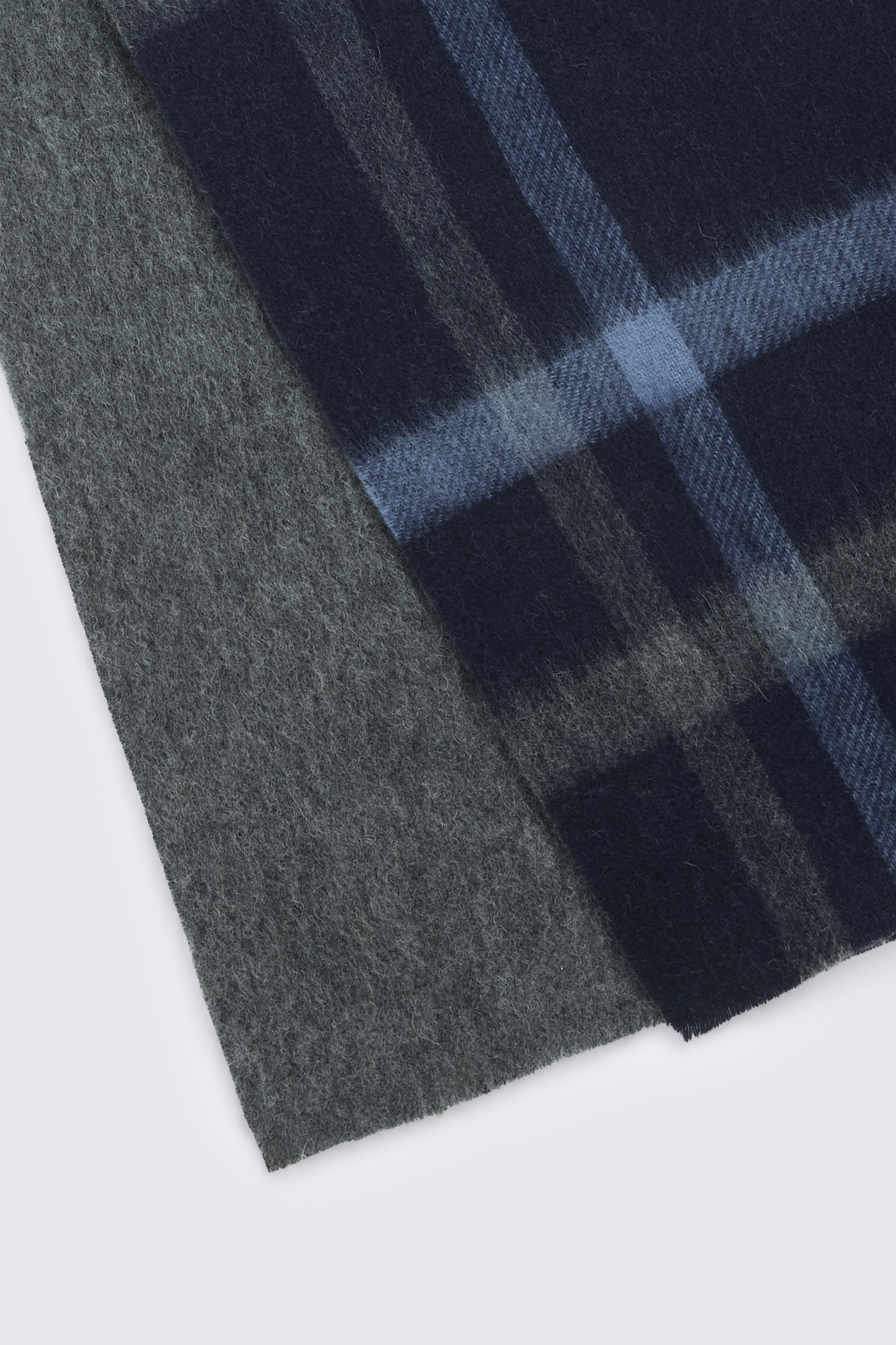 Black Blue Cashmere Wool Reversible Scarf