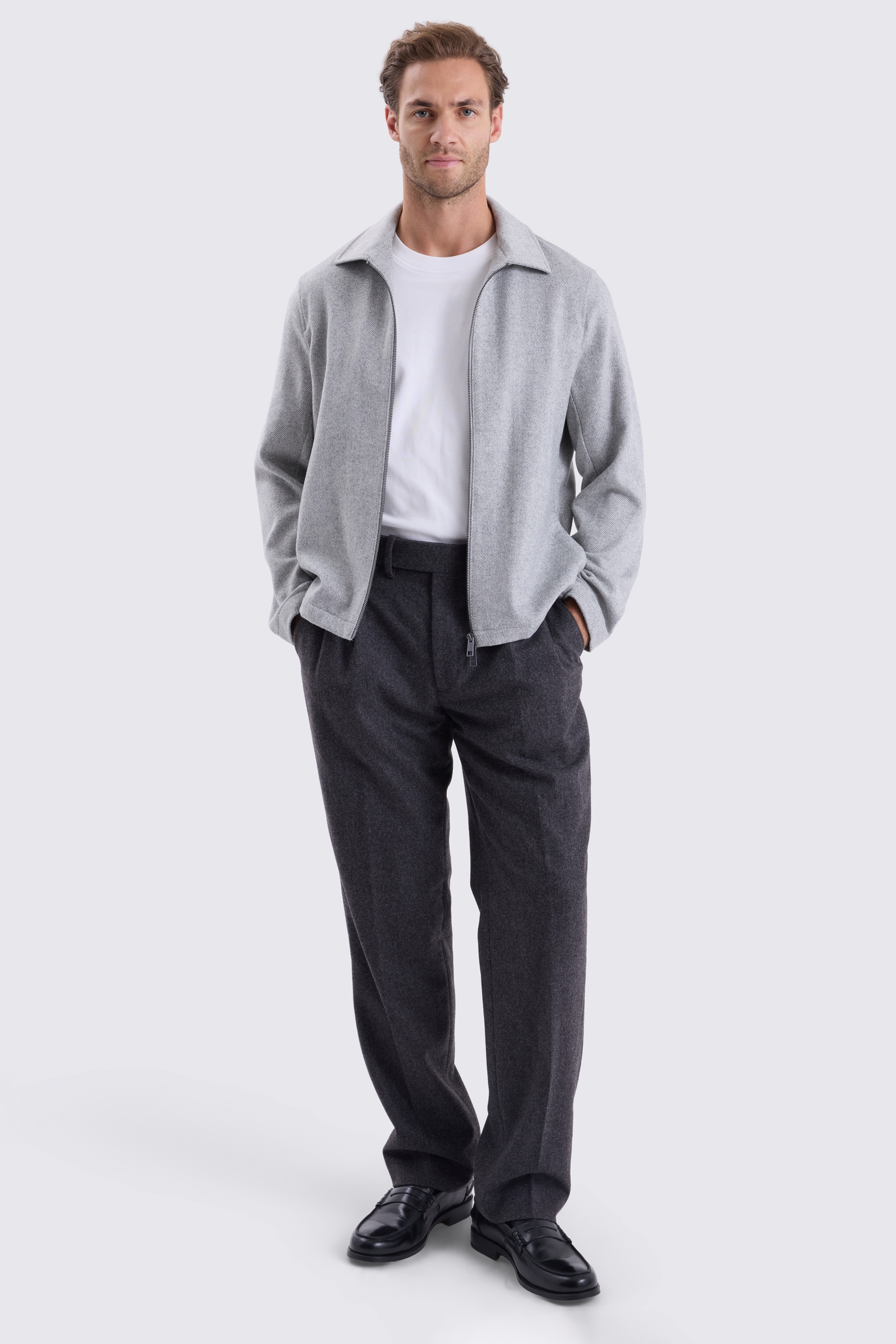 Grey Brushed Twill Shacket