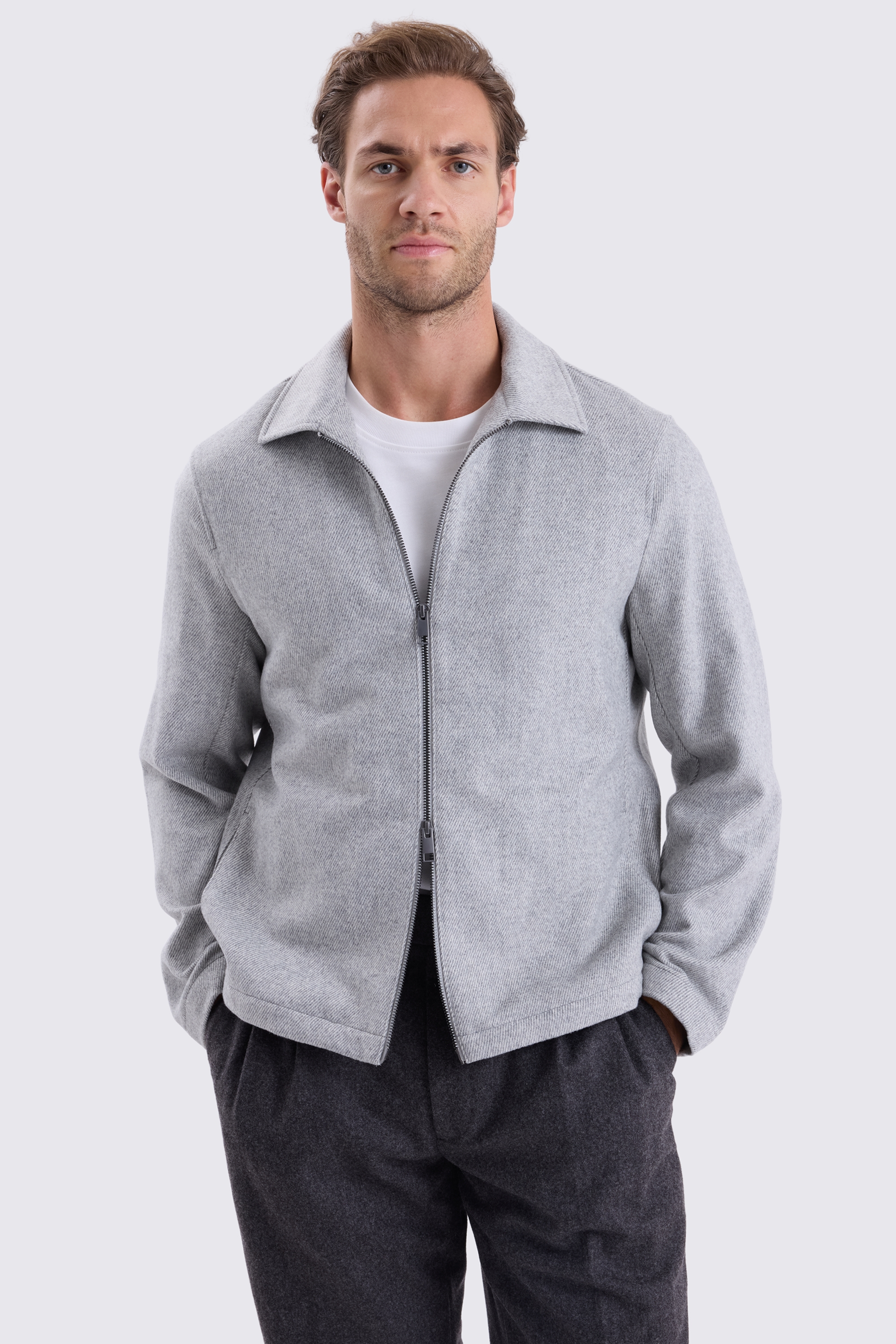 Grey Brushed Twill Shacket