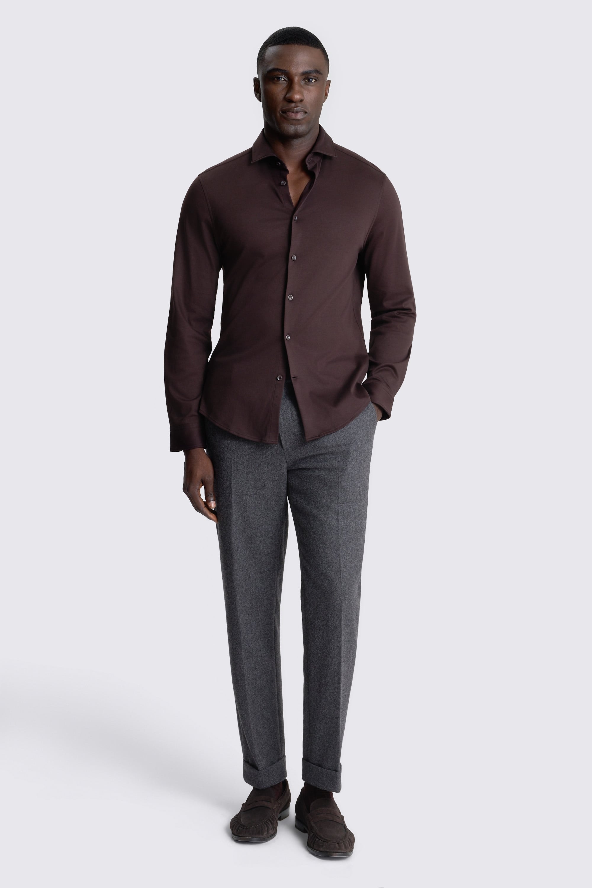 Dark Brown Jersey Hybrid