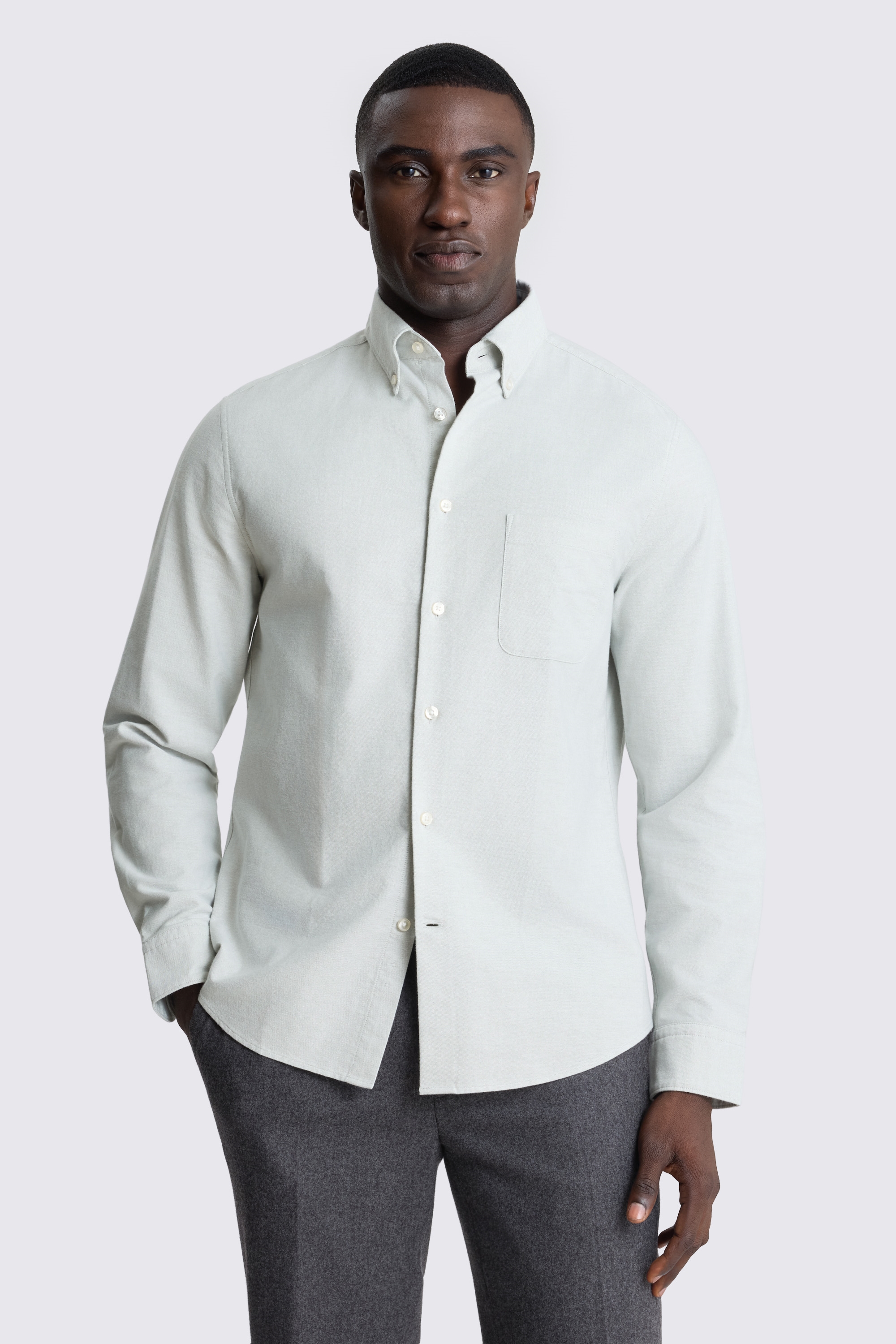 Light Khaki Washed Cotton Oxford Shirt