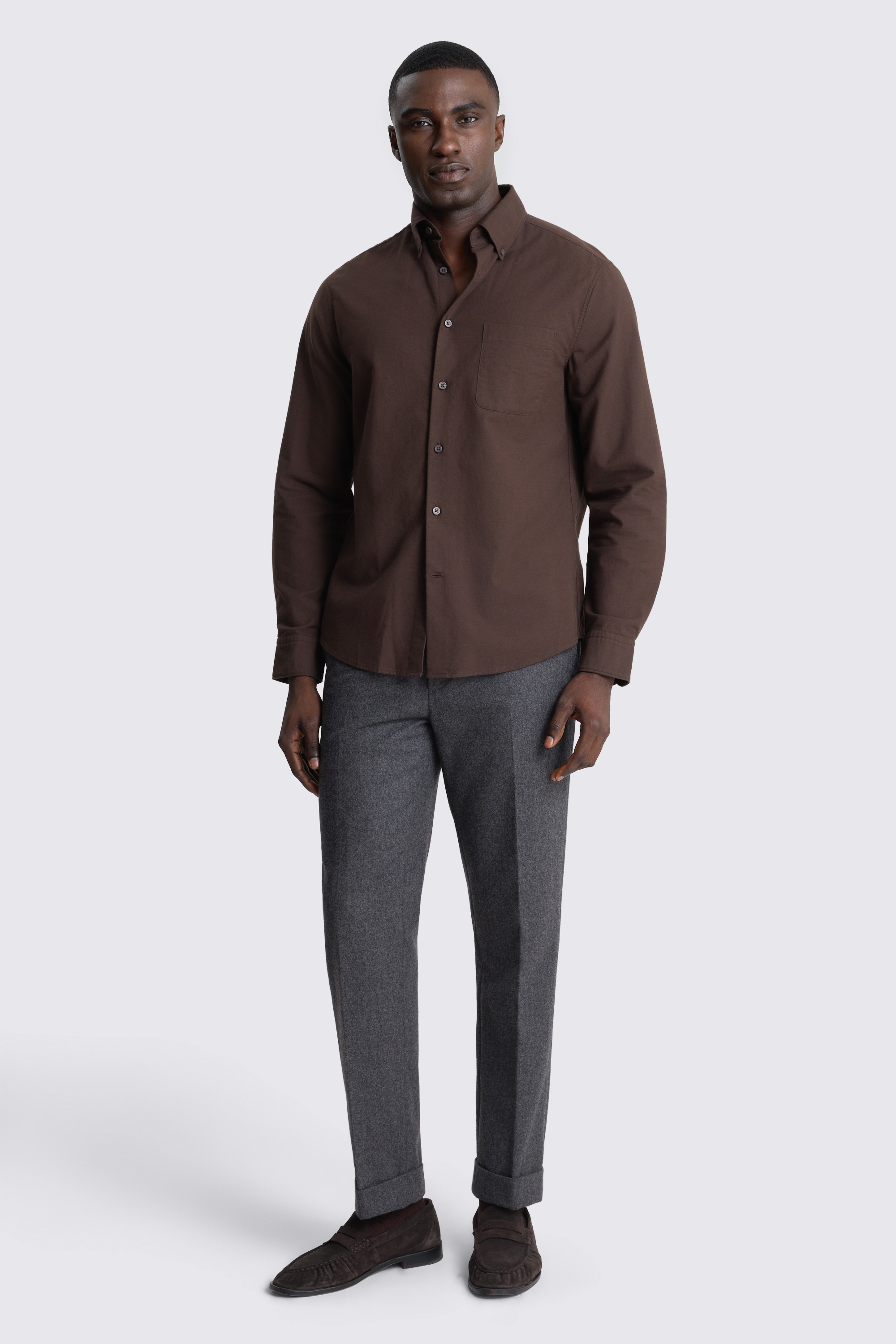 Chocolate Washed Cotton Oxford Shirt