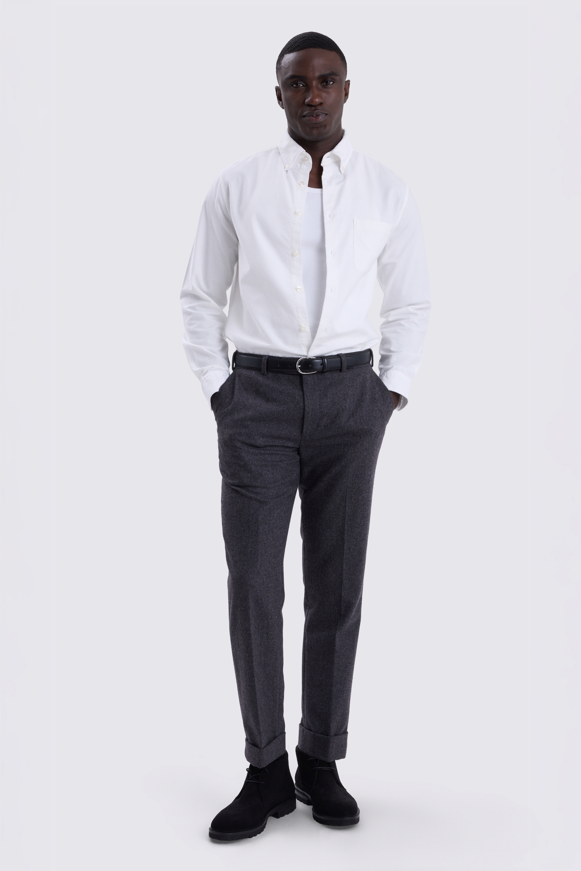 Ecru Brushed Cotton Oxford Shirt